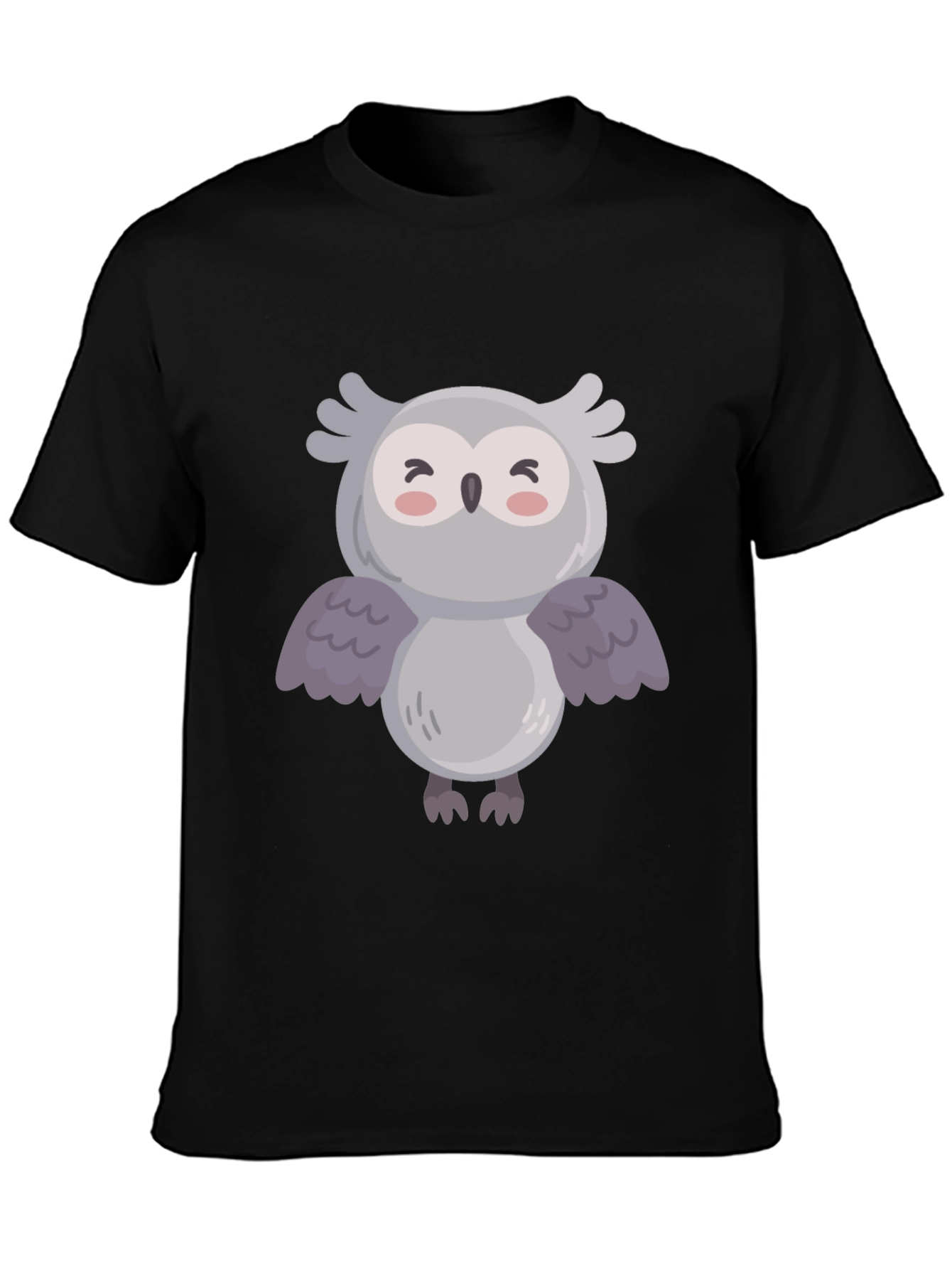 Cute Owl Graphic Black T-Shirt