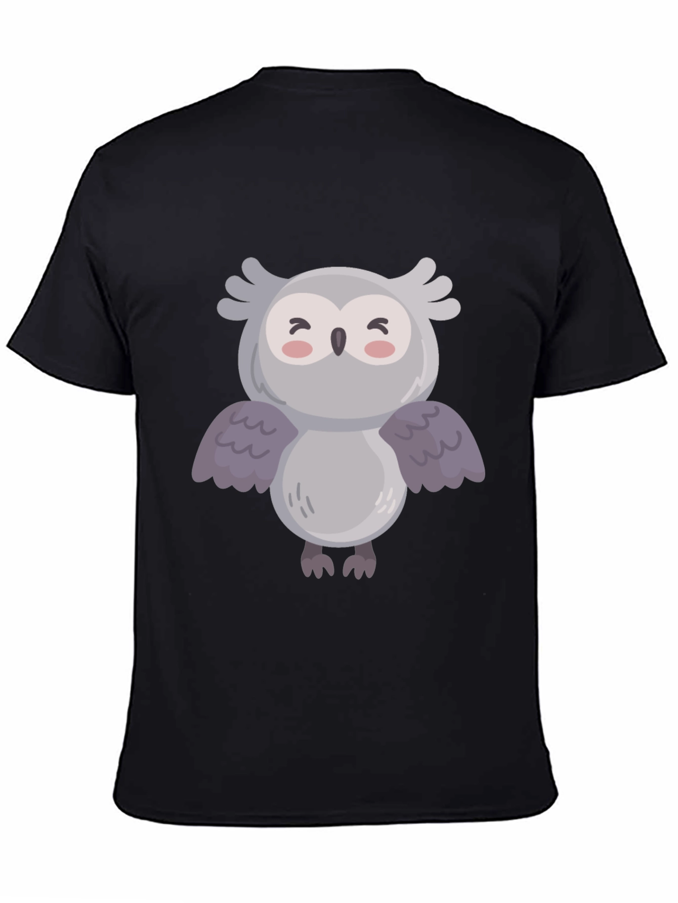 Cute Owl Graphic Black T-Shirt