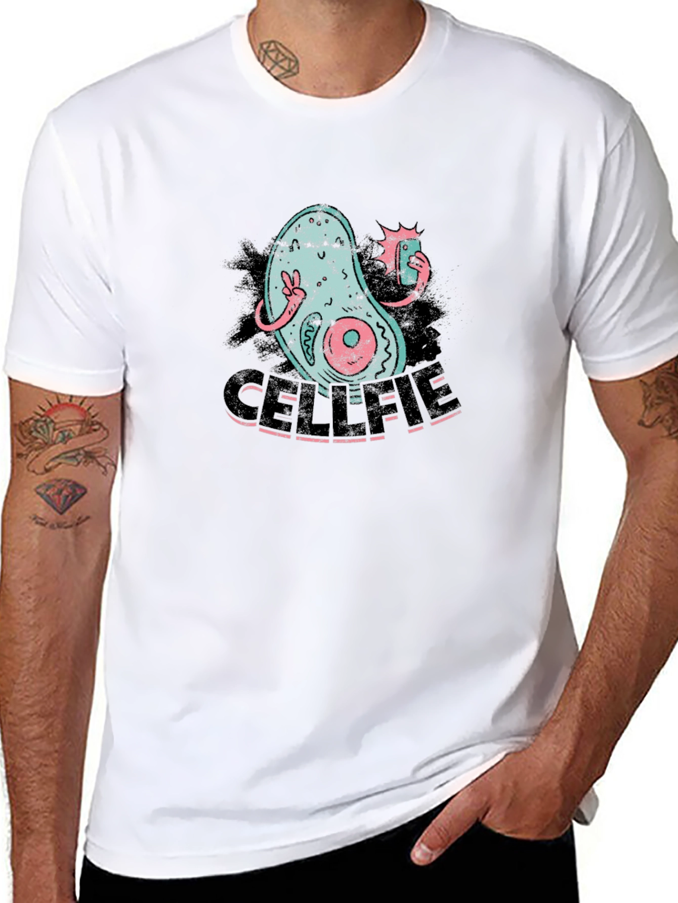 Cellfie Black T-Shirt - Humorous Science Tee