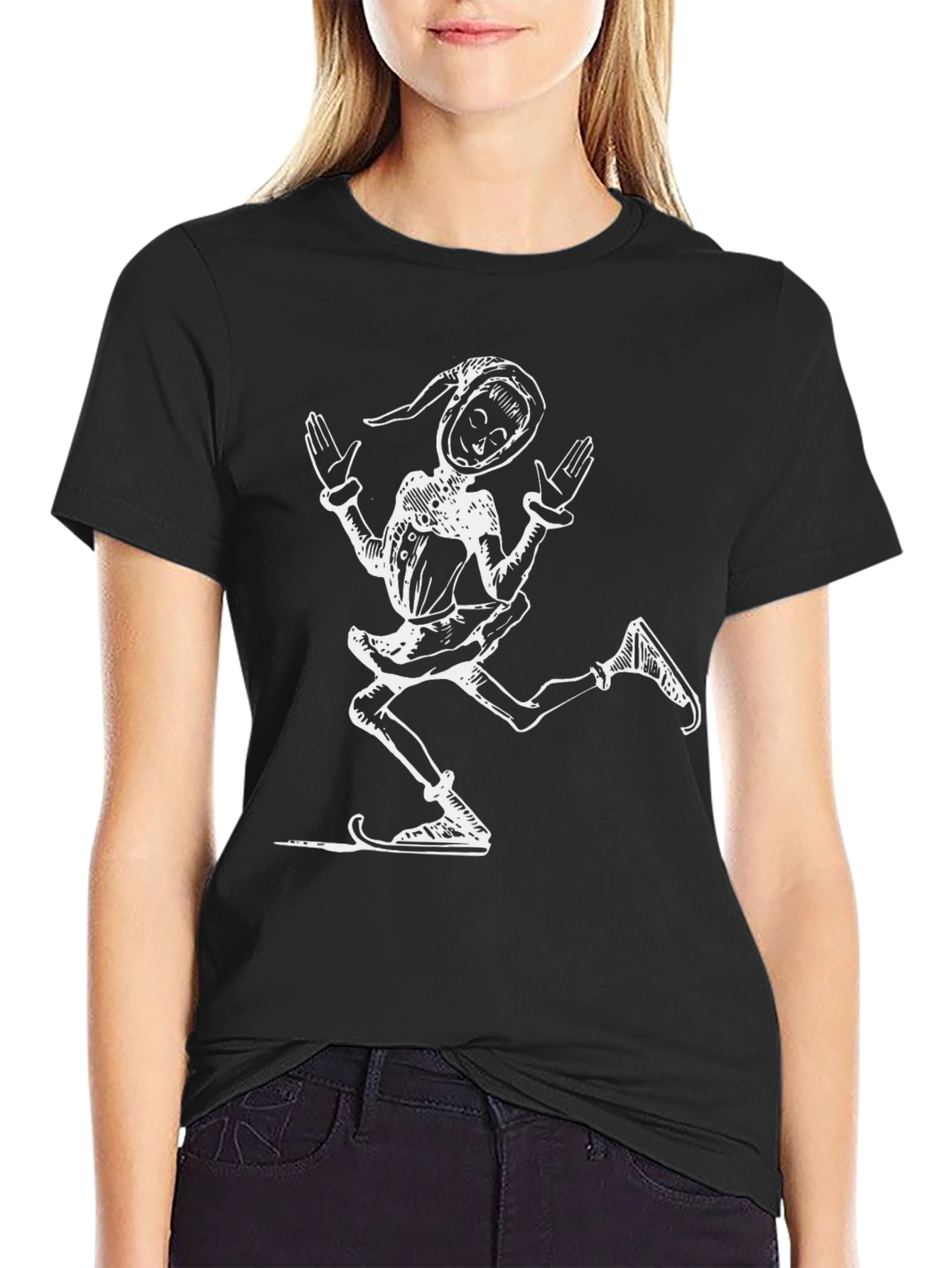 Retro Jester Graphic Tee - Black Cotton T-Shirt