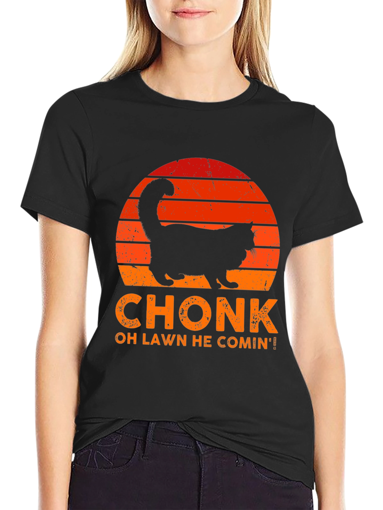 Chonk Cat T-Shirt - Oh Lawd He Comin!
