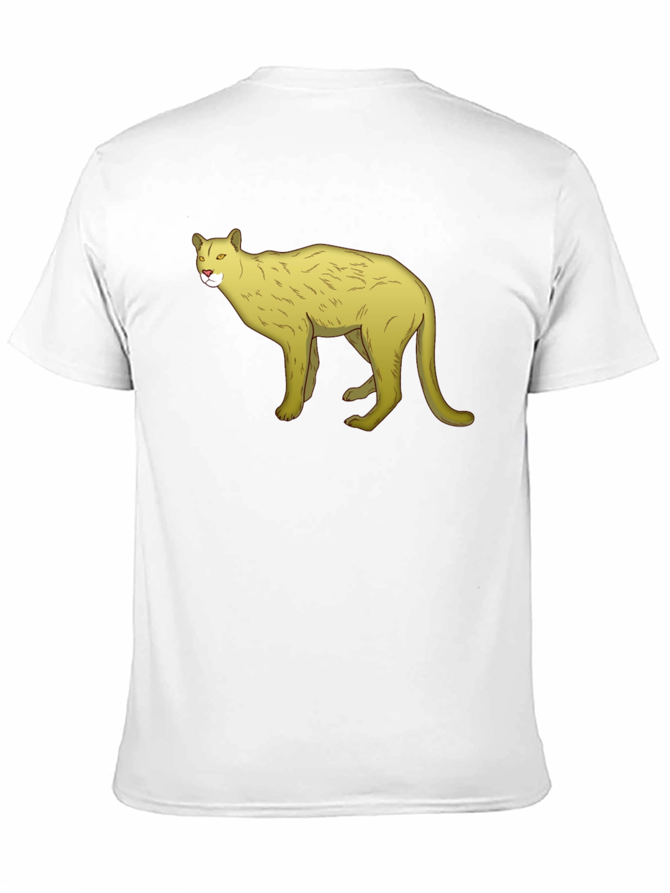 Black T-Shirt with Cartoon Cougar Graphic