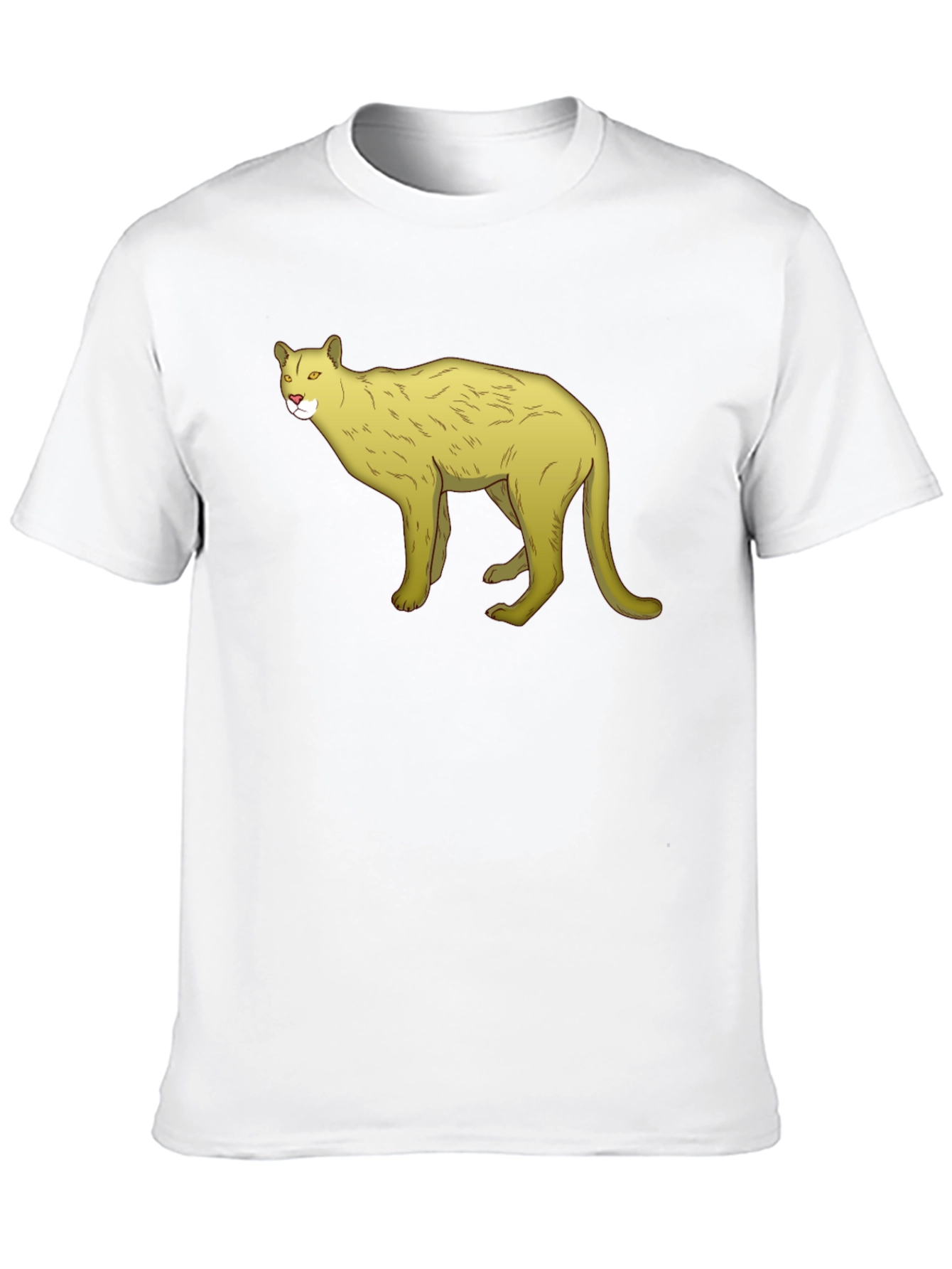 Black T-Shirt with Cartoon Cougar Graphic