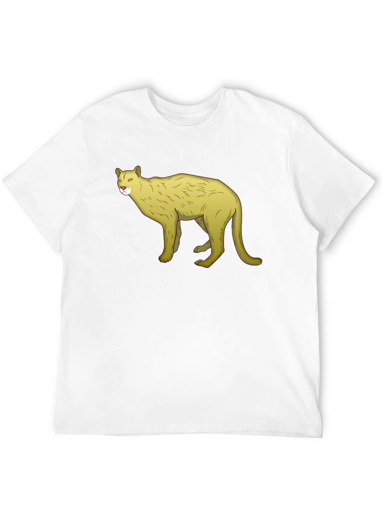 Black T-Shirt with Cartoon Cougar Graphic