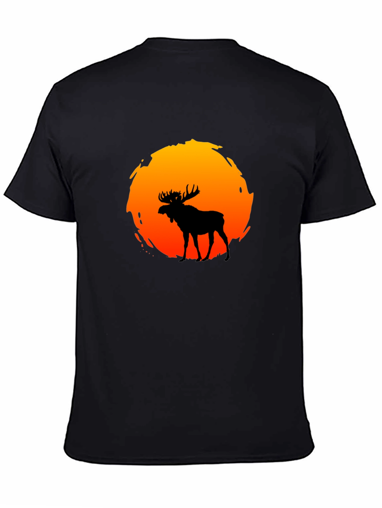 Moose Silhouette Sunset Graphic T-Shirt