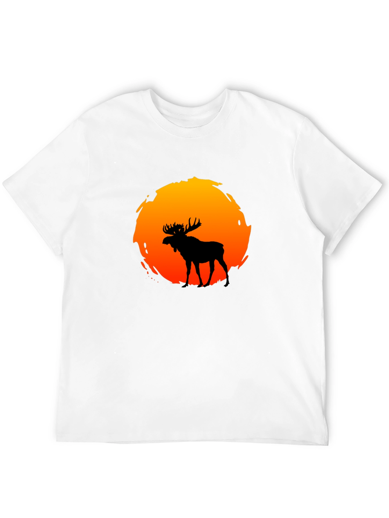 Moose Silhouette Sunset Graphic T-Shirt