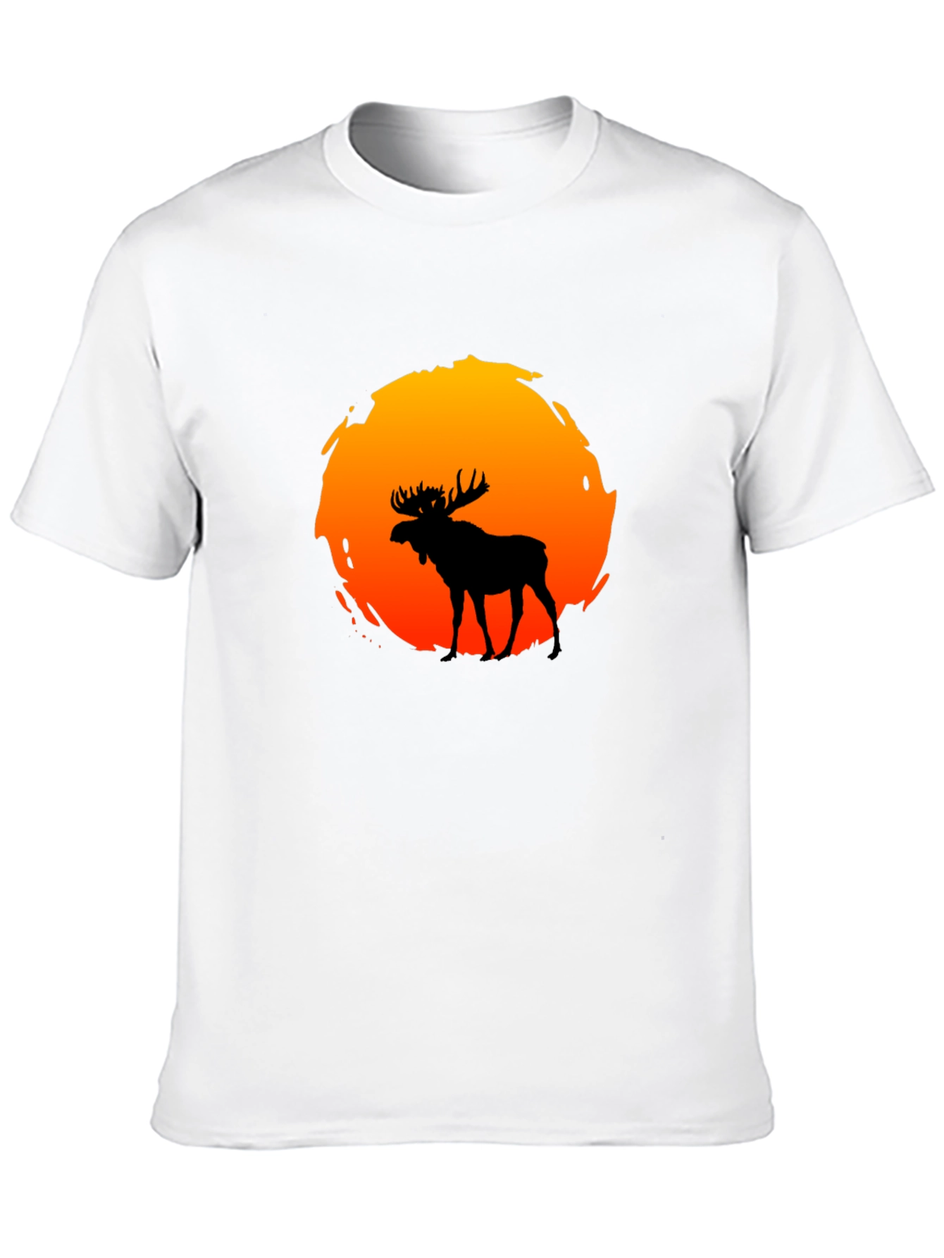 Moose Silhouette Sunset Graphic T-Shirt
