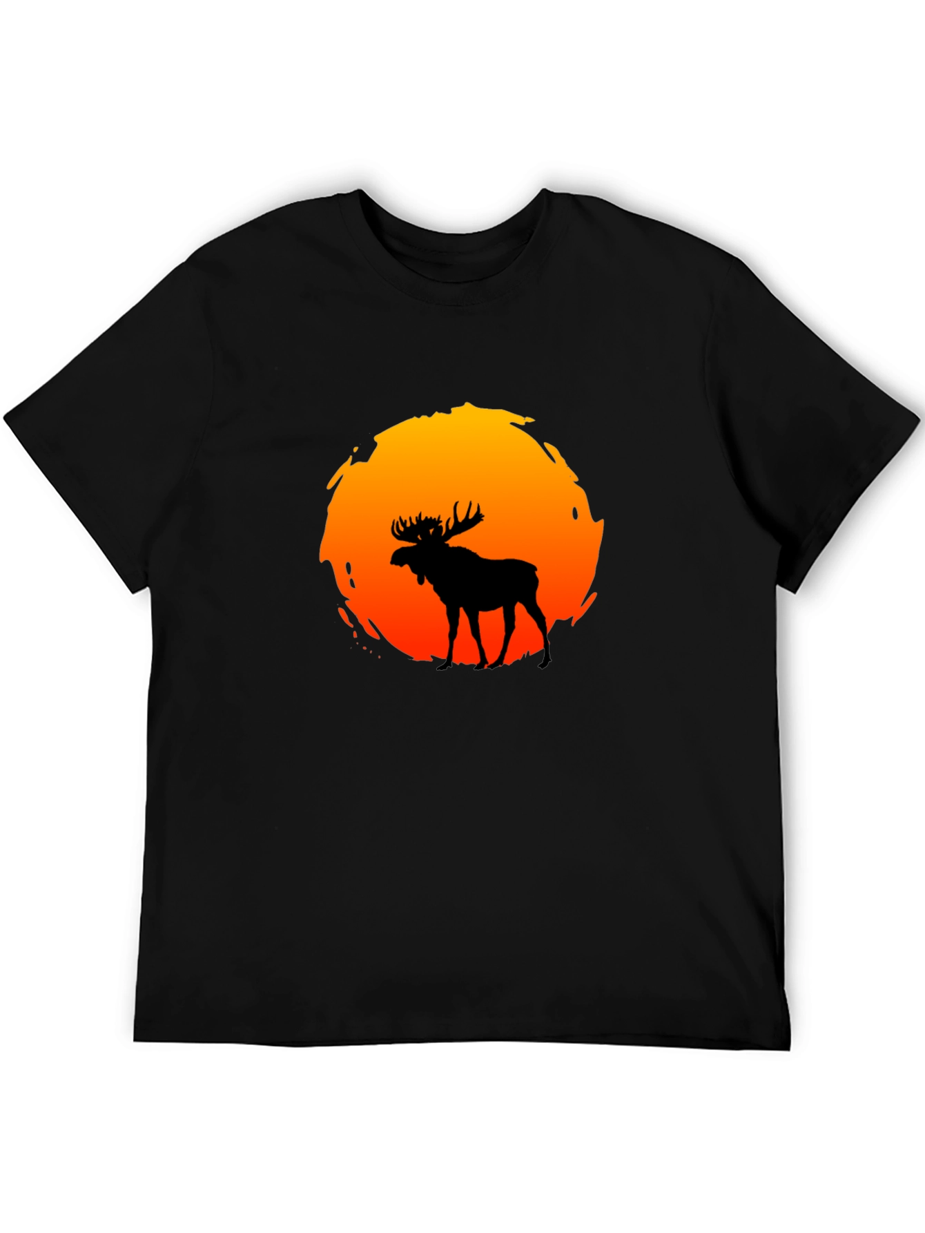 Moose Silhouette Sunset Graphic T-Shirt