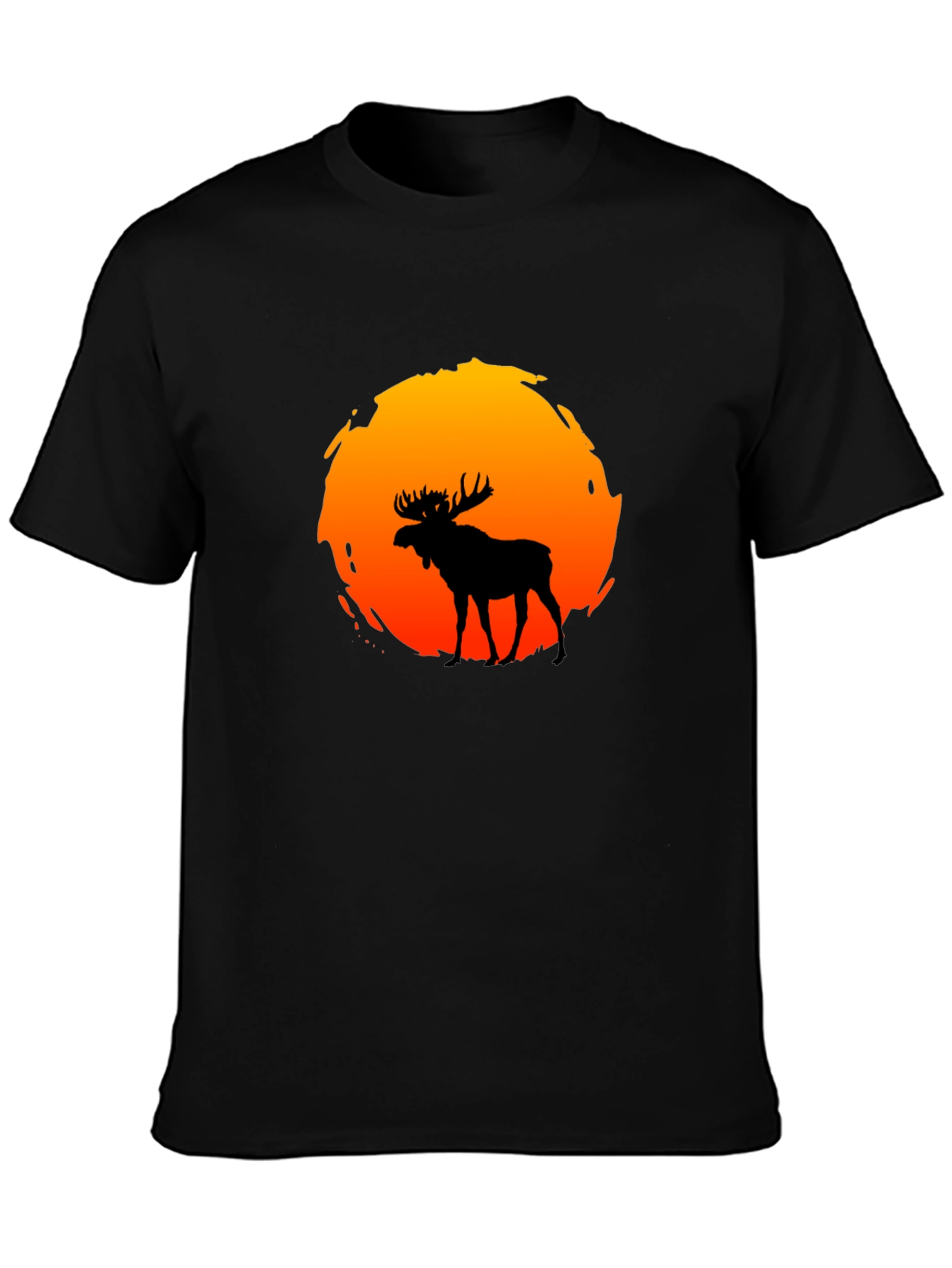 Moose Silhouette Sunset Graphic T-Shirt