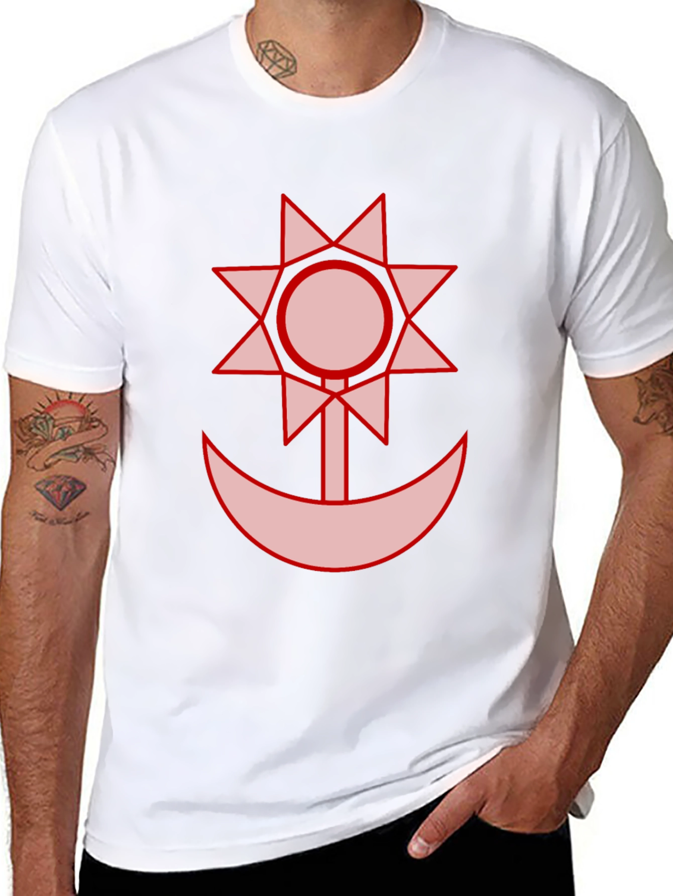 Graphic Black T-Shirt - Sun and Moon Design