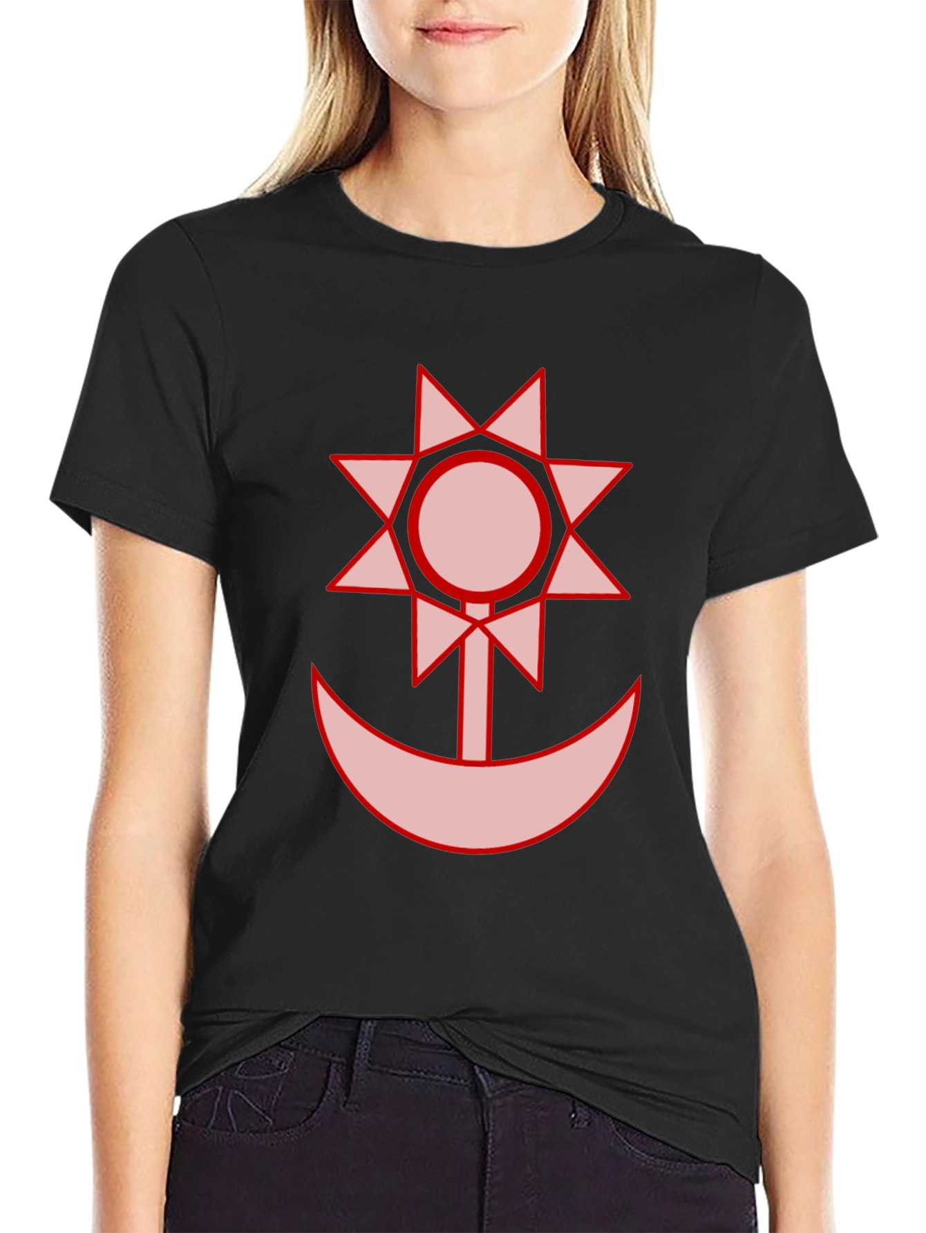 Graphic Black T-Shirt - Sun and Moon Design