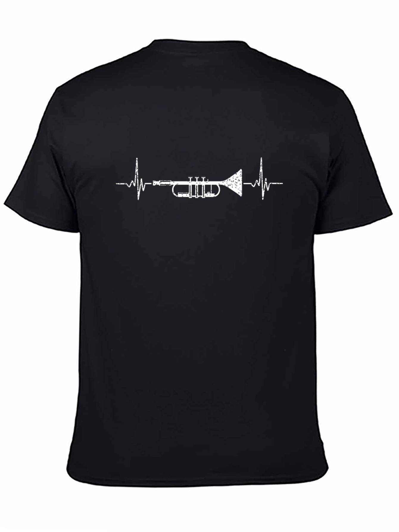 Trumpet Heartbeat Graphic Tee - Musicians Black T-Shirt