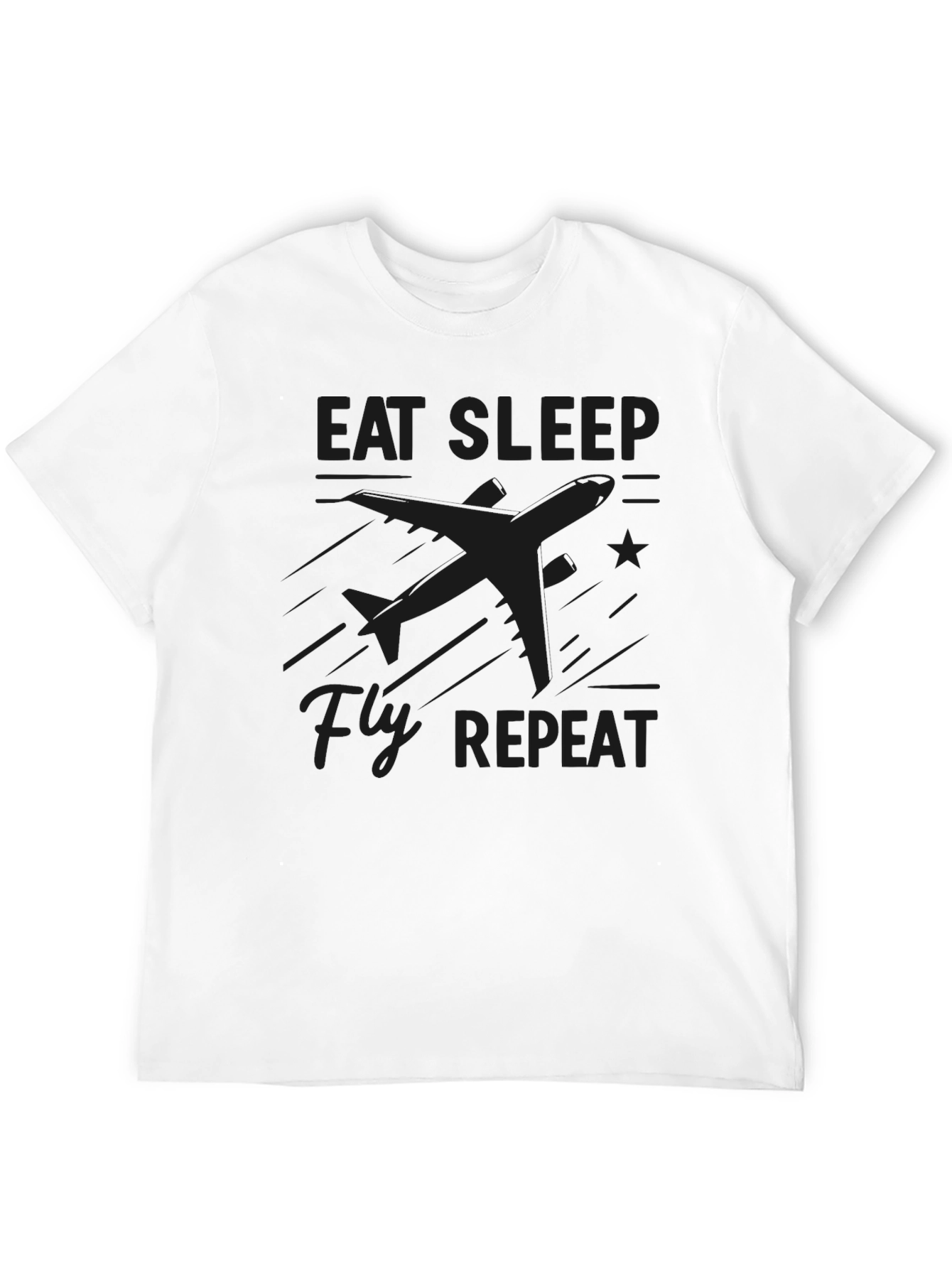 Eat Sleep Fly Repeat Black Graphic Tee