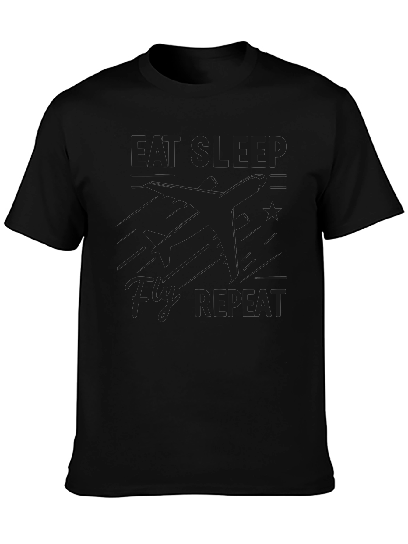 Eat Sleep Fly Repeat Black Graphic Tee