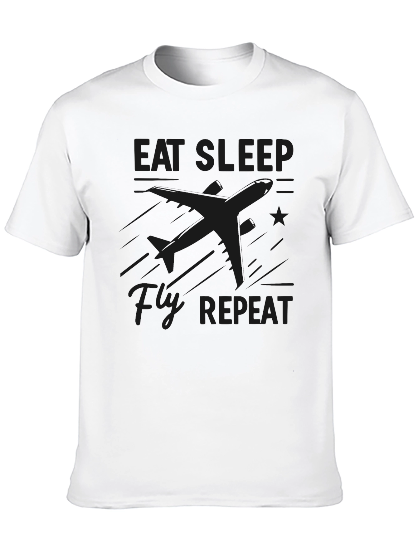 Eat Sleep Fly Repeat Black Graphic Tee