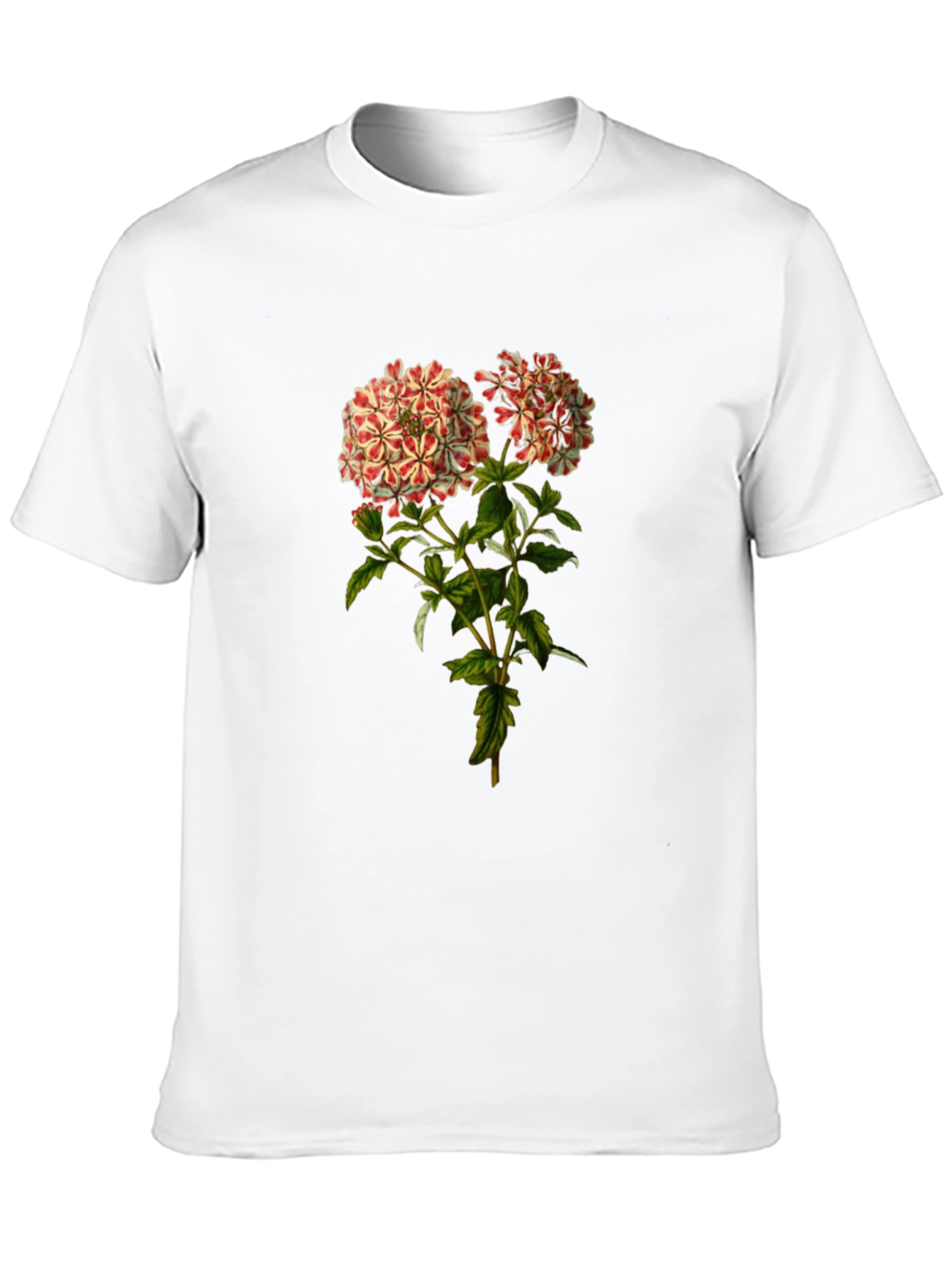 Floral Print Black Crewneck T-Shirt