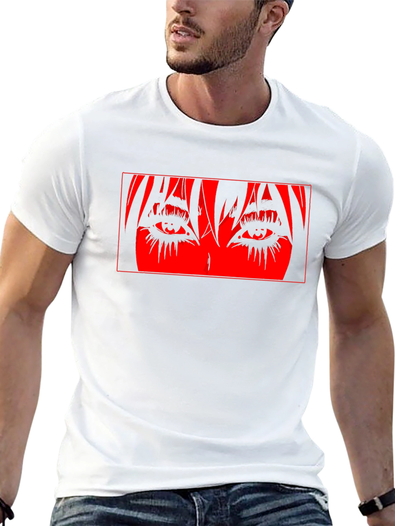 Anime Eyes Graphic Black T-Shirt
