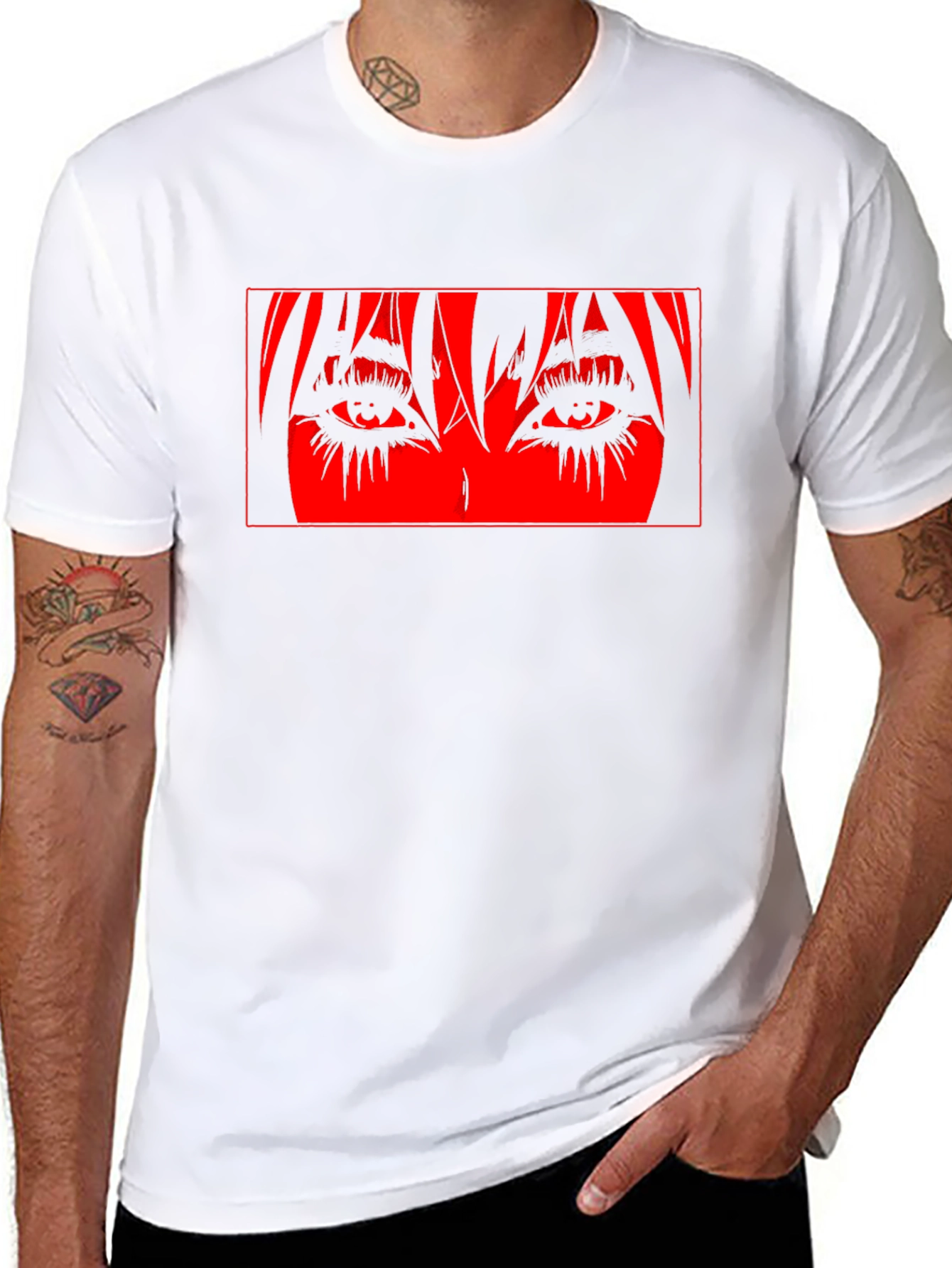 Anime Eyes Graphic Black T-Shirt