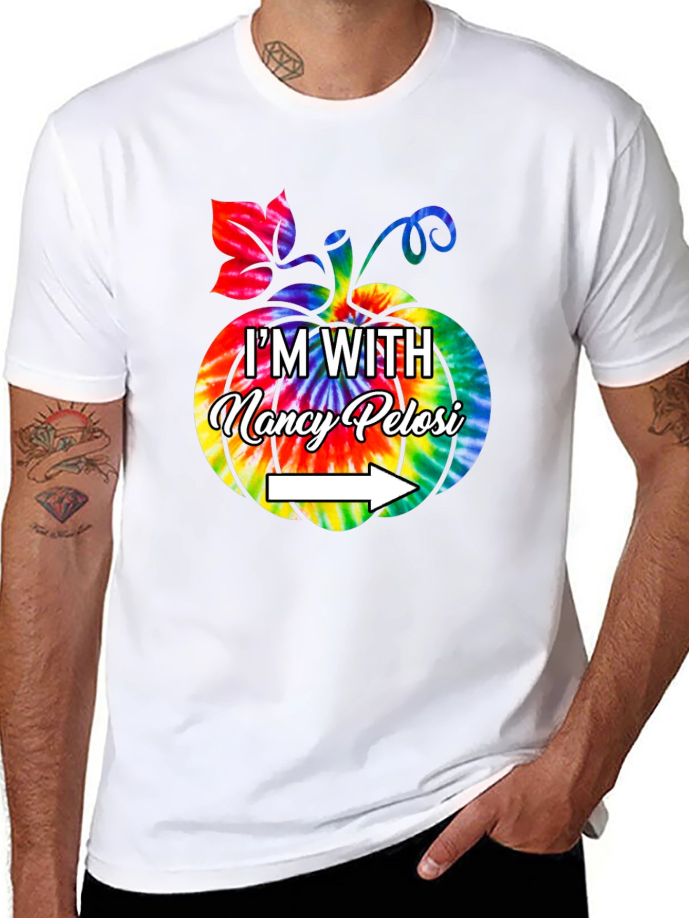 Im With Nancy Pelosi Tie Dye Pumpkin T-Shirt
