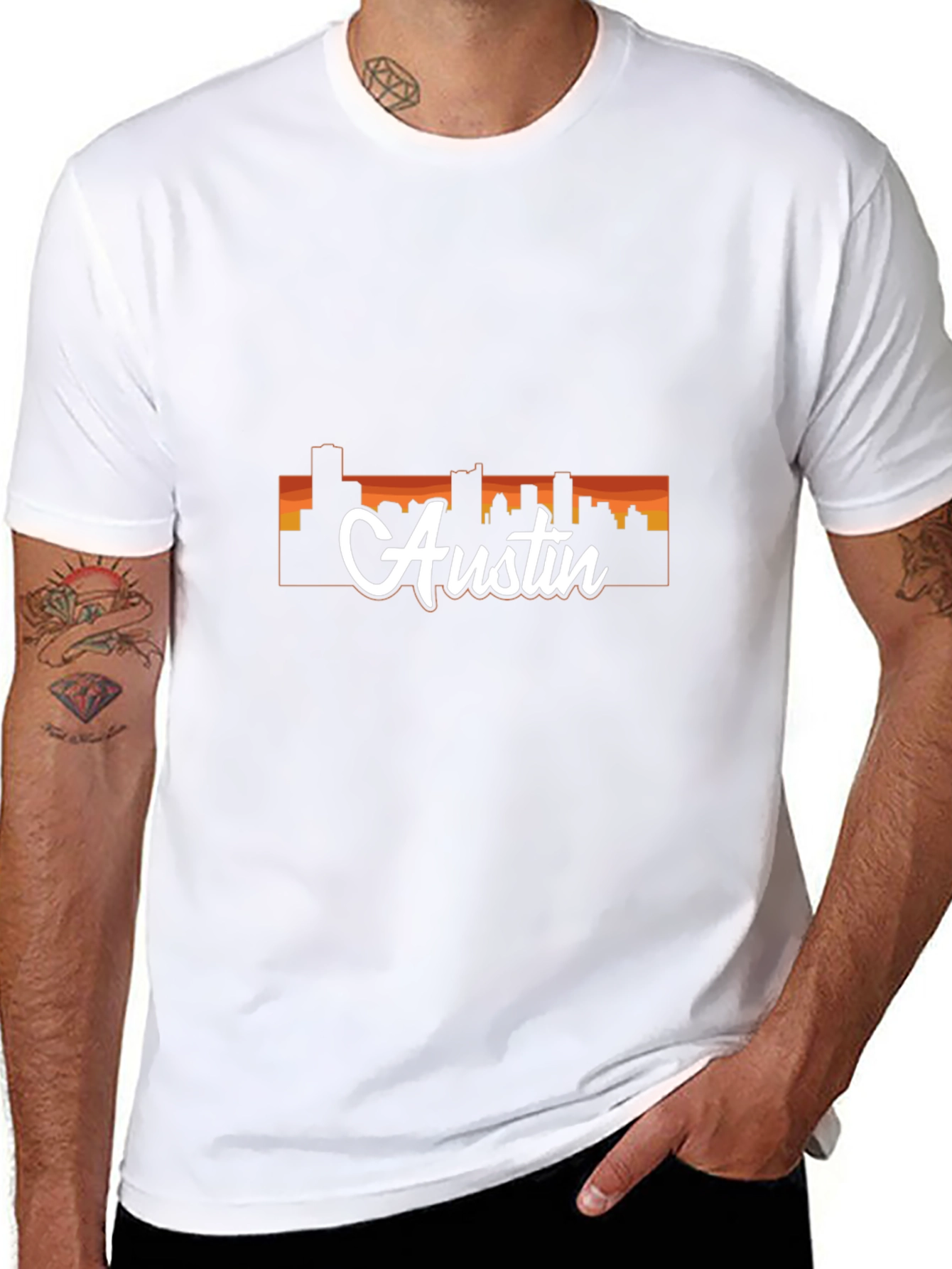 Austin Skyline T-Shirt - Mens Black Graphic Tee