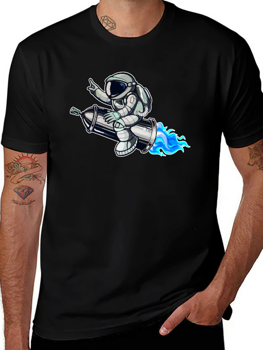 Astronaut on Rocket T-Shirt - Black