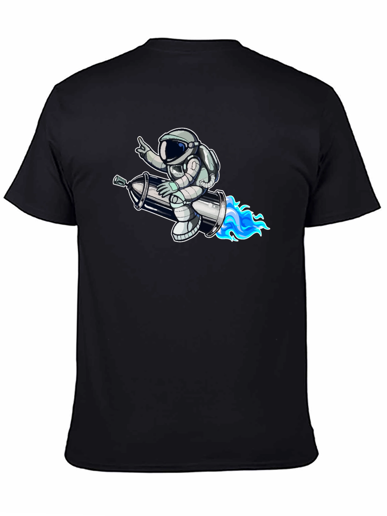 Astronaut on Rocket T-Shirt - Black