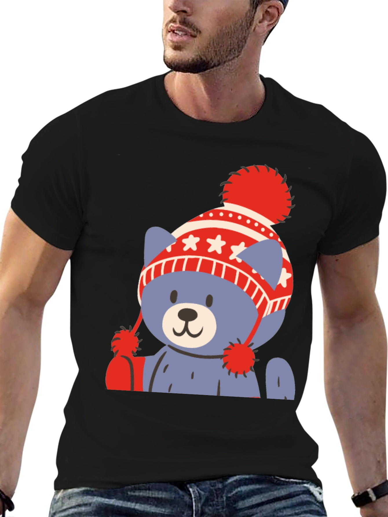 Cute Bear in Winter Hat Graphic Tee