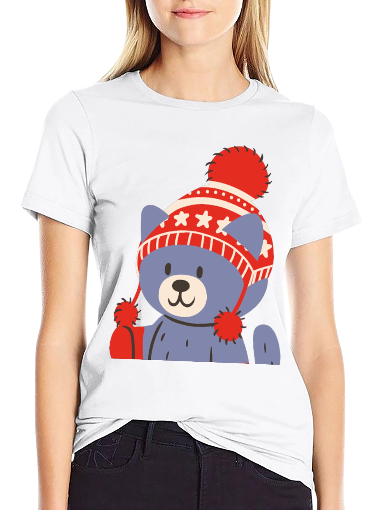 Cute Bear in Winter Hat Graphic Tee