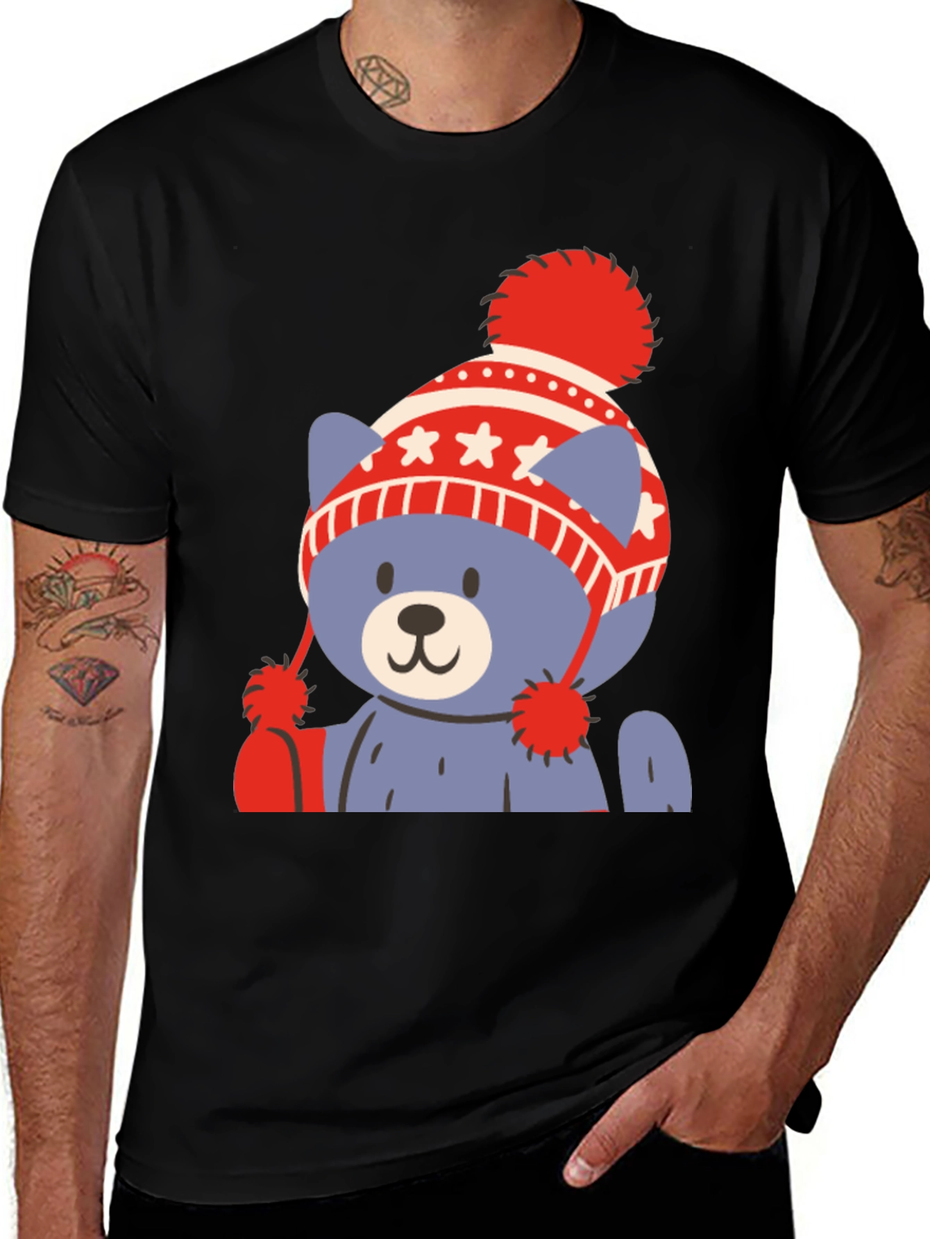 Cute Bear in Winter Hat Graphic Tee