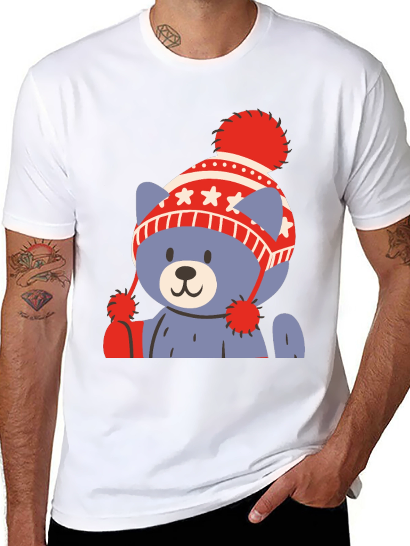 Cute Bear in Winter Hat Graphic Tee