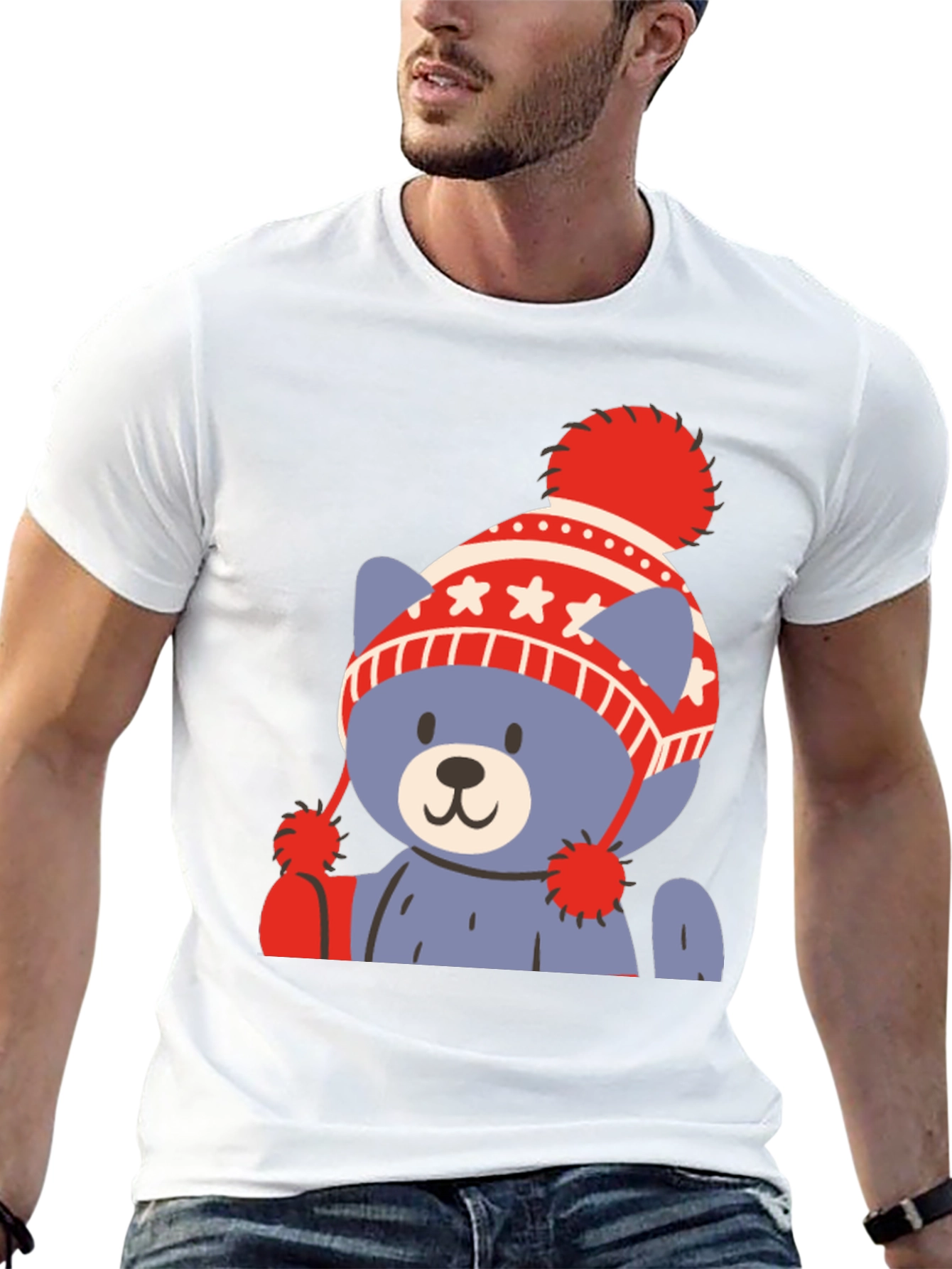 Cute Bear in Winter Hat Graphic Tee