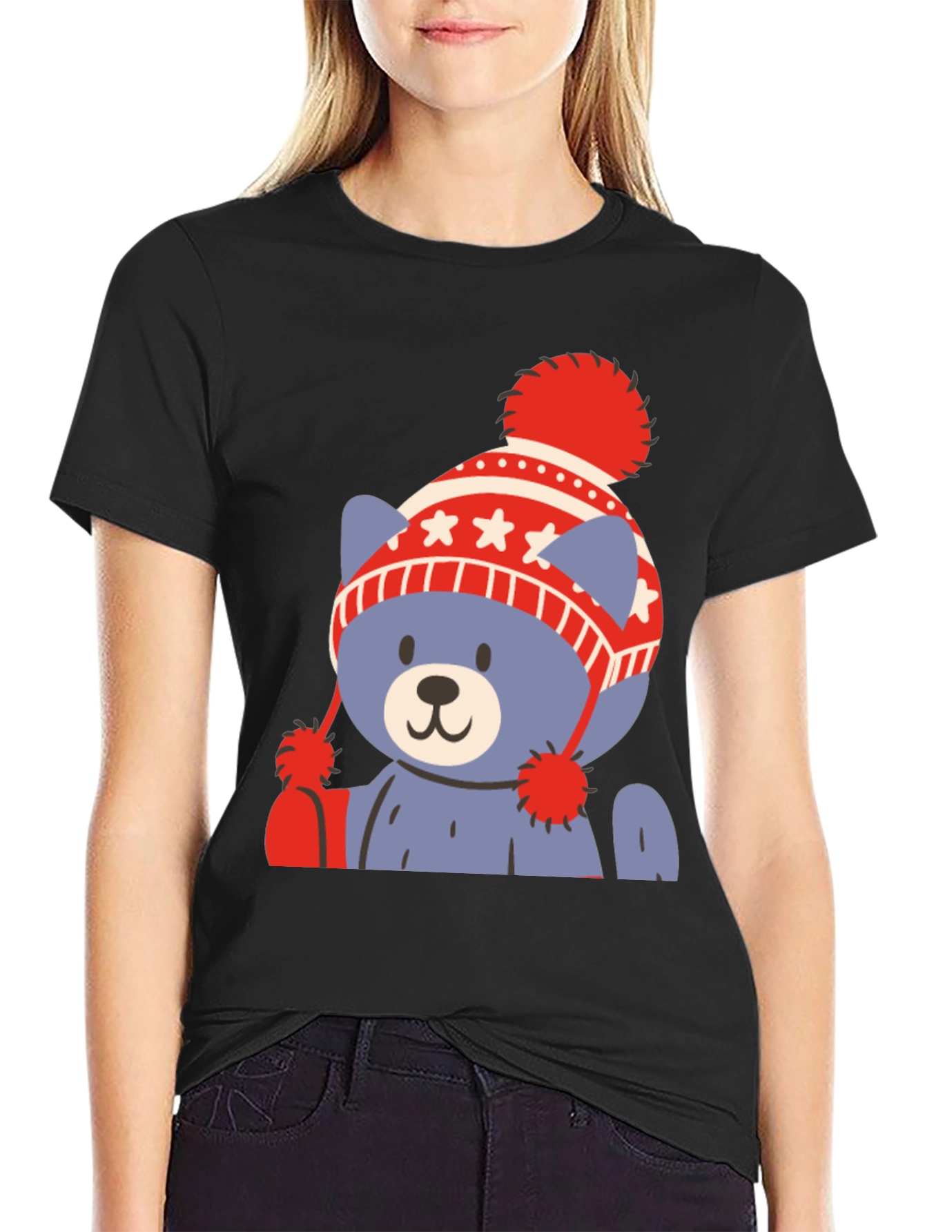 Cute Bear in Winter Hat Graphic Tee