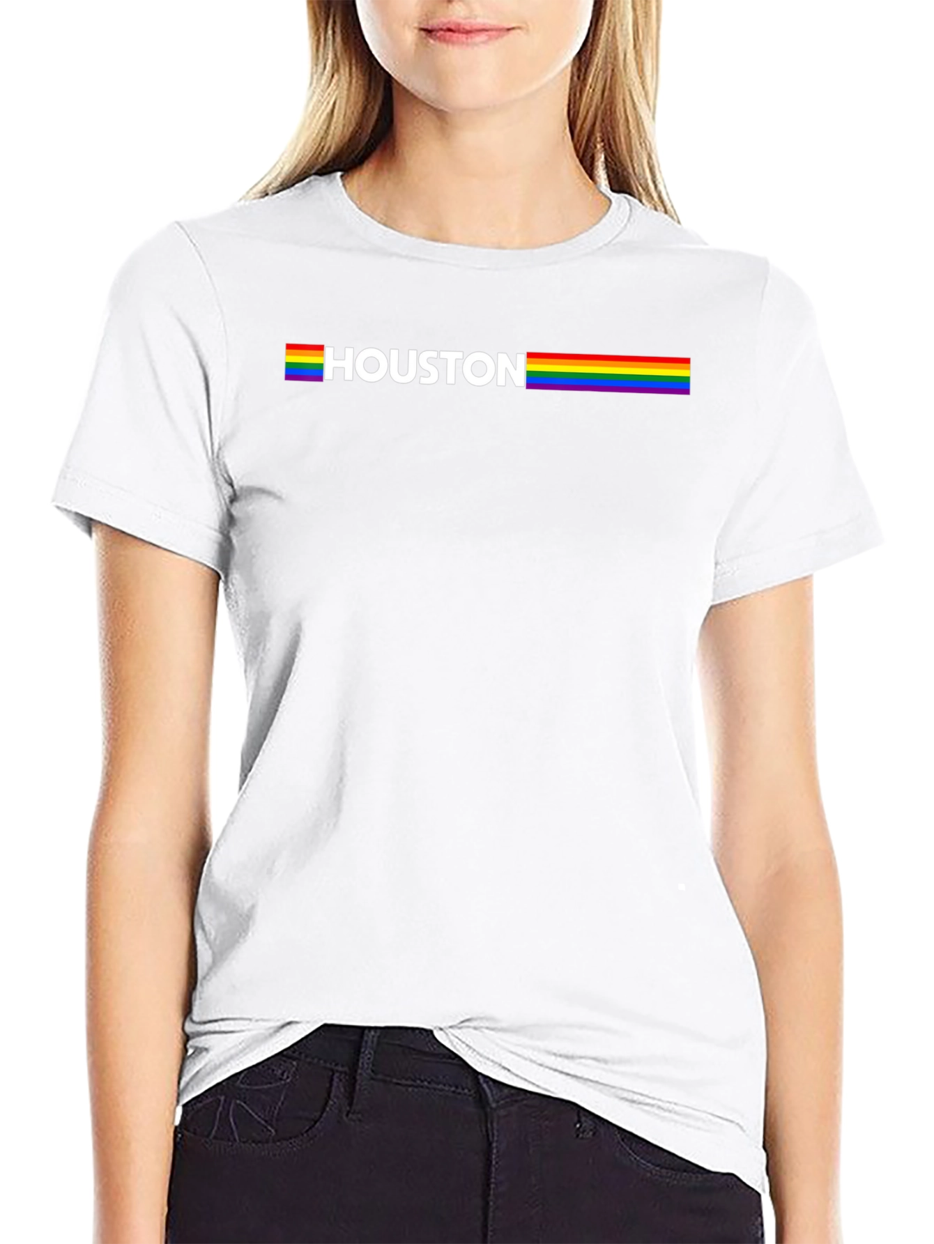 Houston Pride Rainbow T-Shirt - Black Cotton Tee