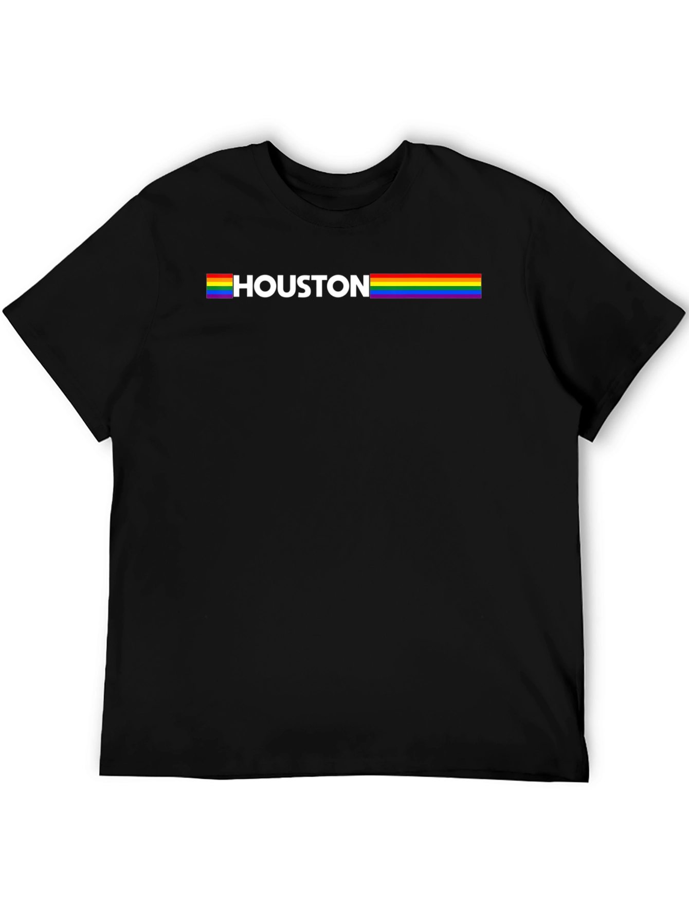 Houston Pride Rainbow T-Shirt - Black Cotton Tee