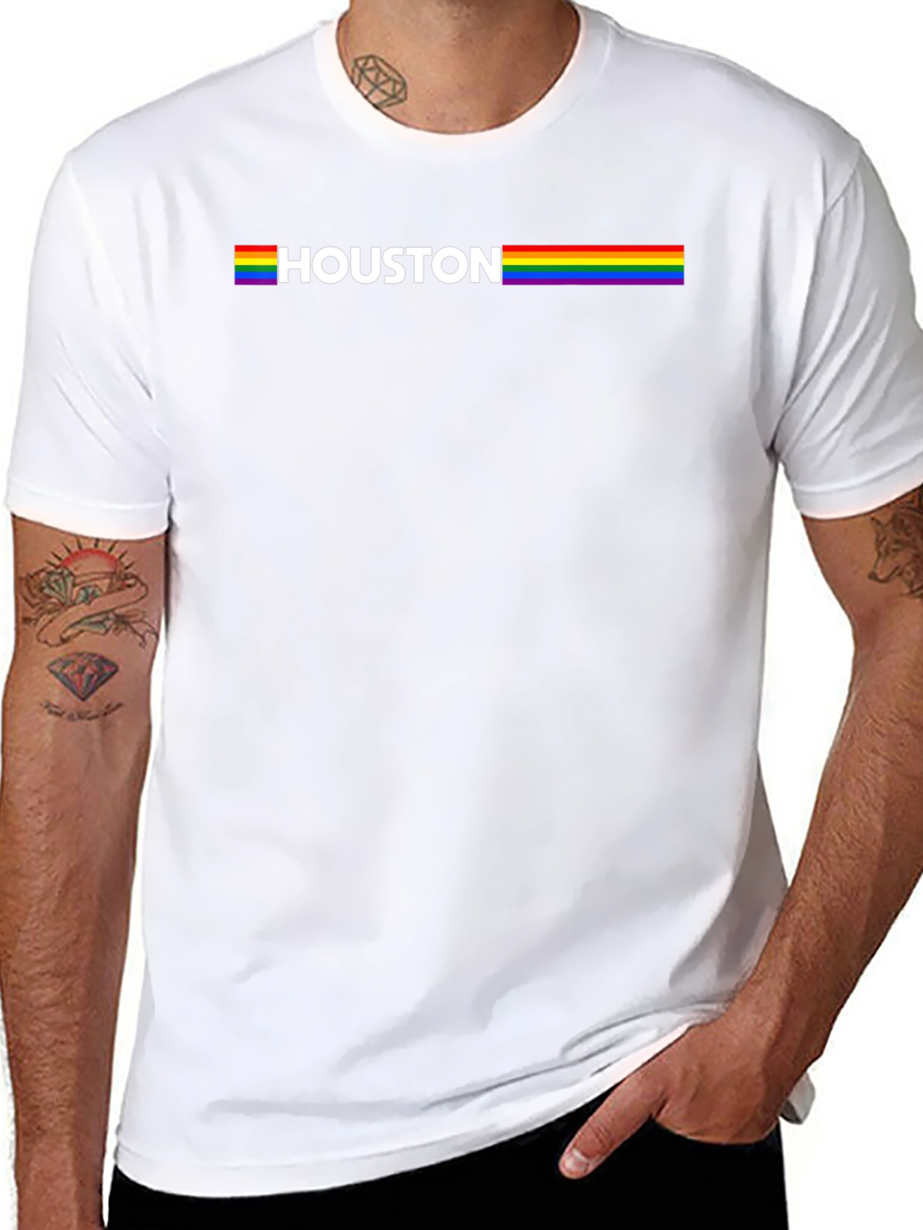 Houston Pride Rainbow T-Shirt - Black Cotton Tee
