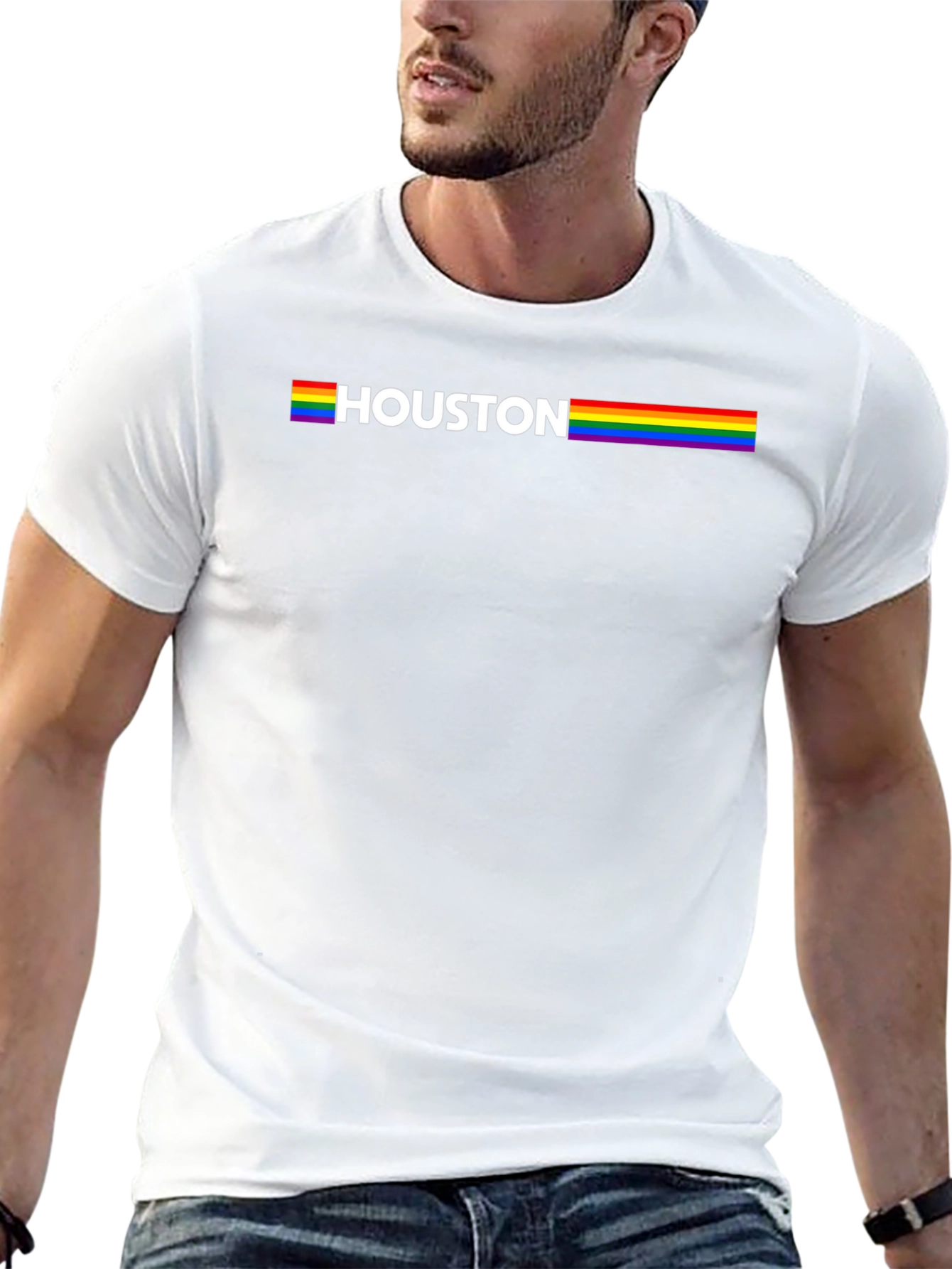 Houston Pride Rainbow T-Shirt - Black Cotton Tee