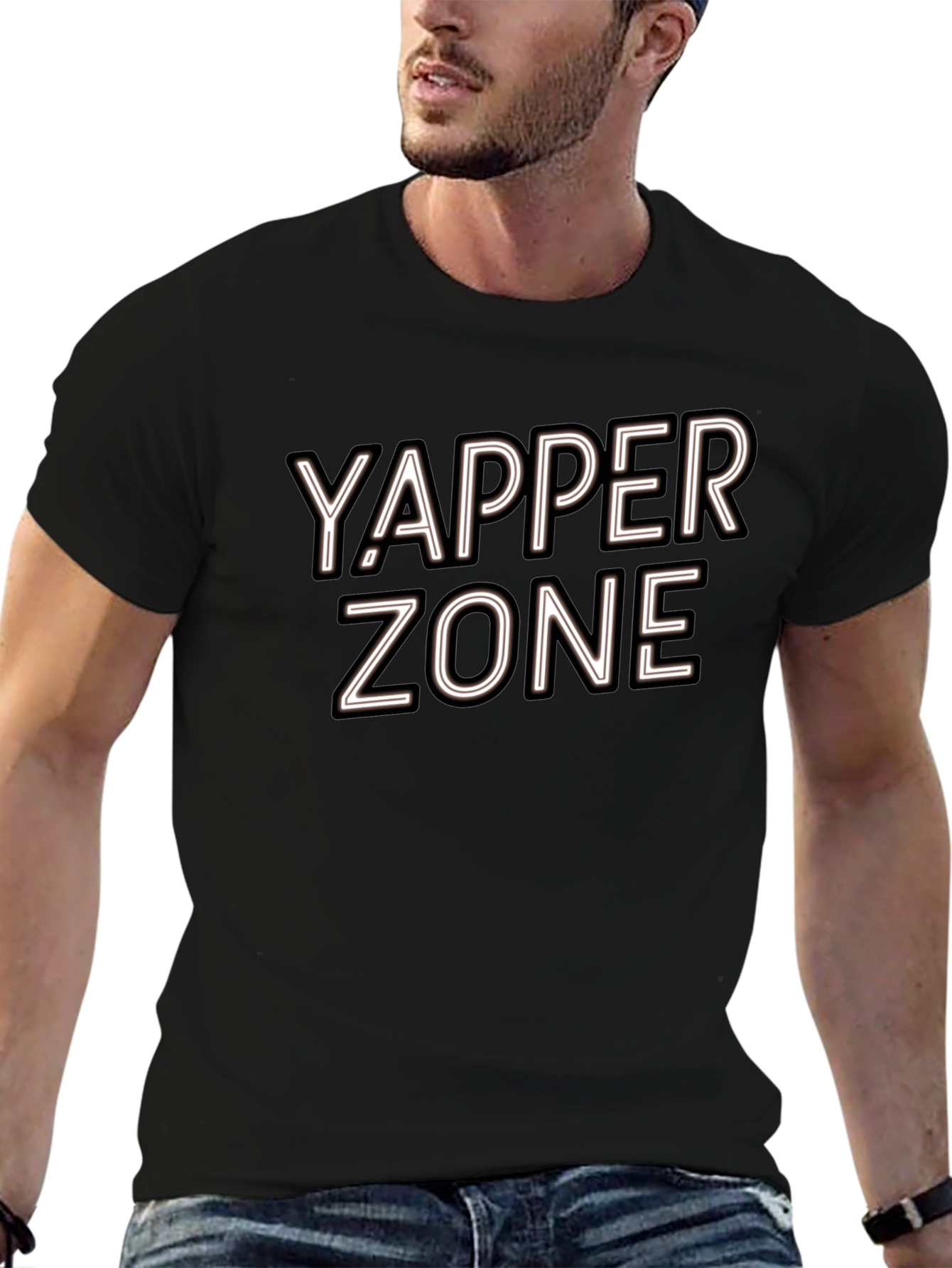 Yapper Zone Black T-Shirt - Casual Style