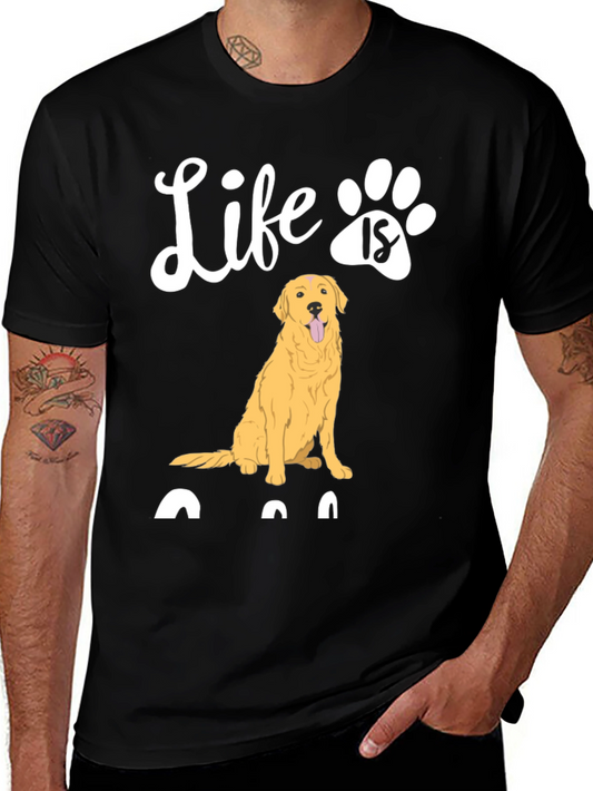 Life is Golden Retriever Paw Print T-Shirt
