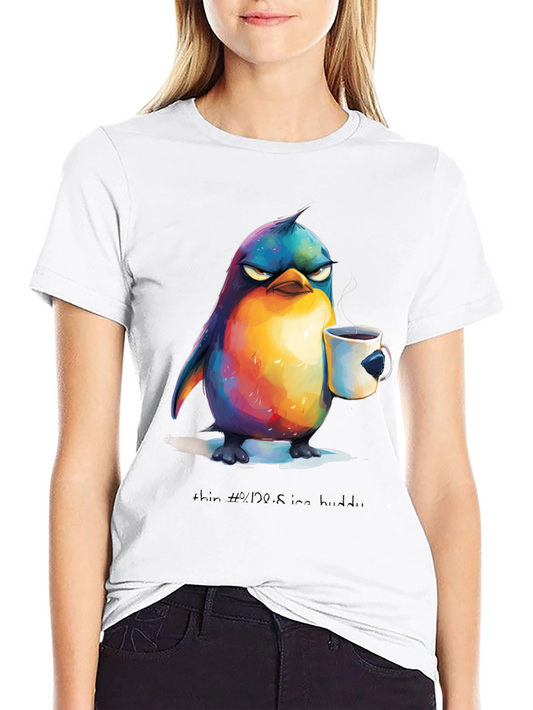 Grumpy Penguin Coffee T-Shirt - Unique Graphic Tee