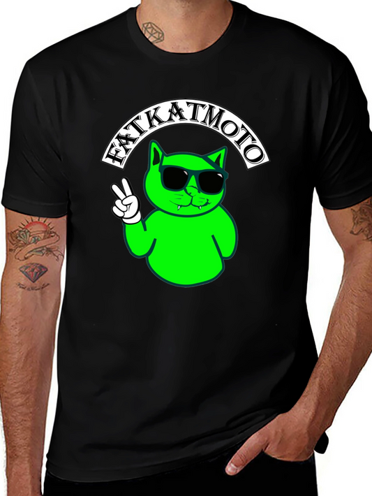 Fat Kat Moto T-Shirt - Cool Cat Design