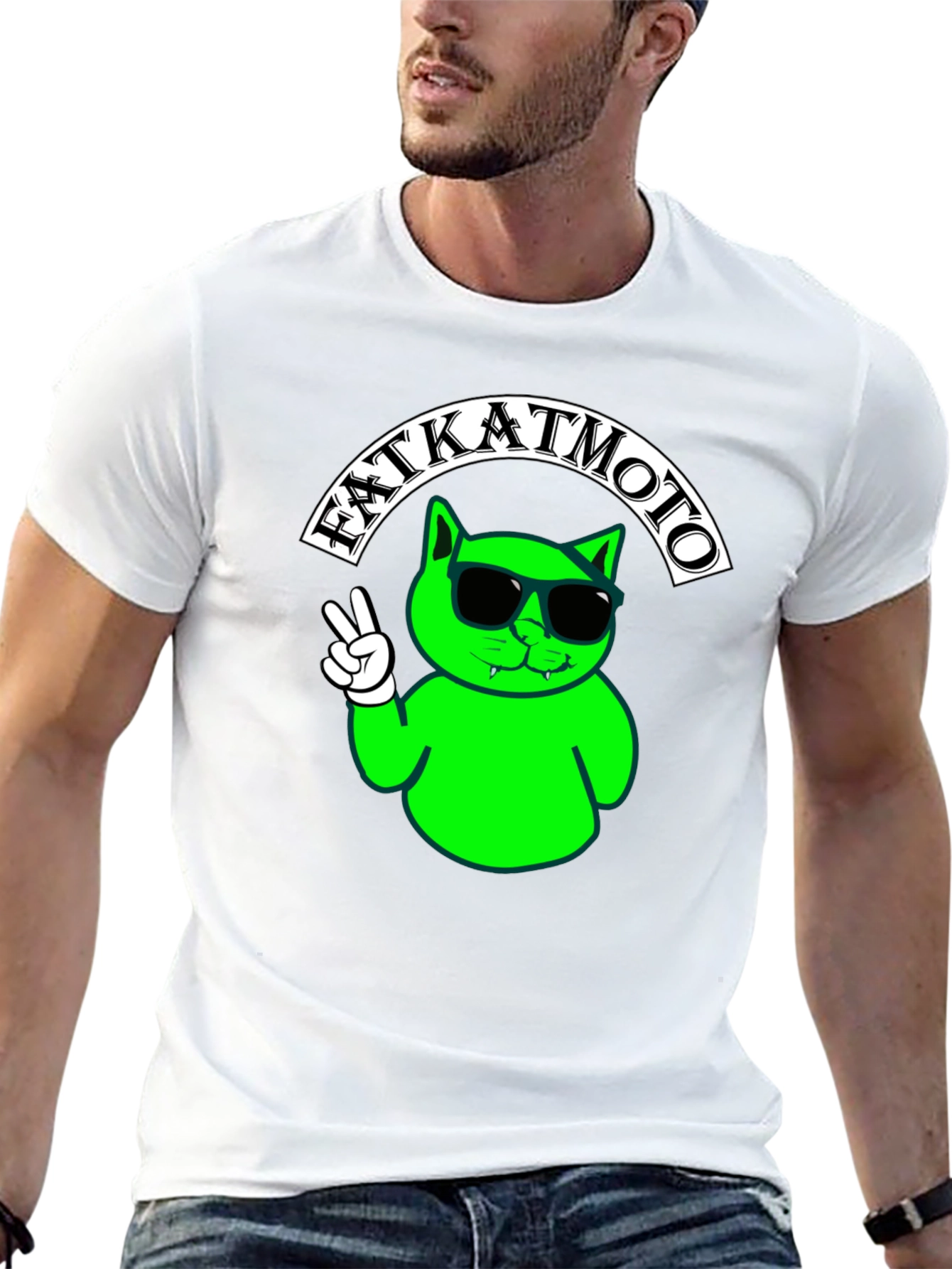 Fat Kat Moto T-Shirt - Cool Cat Design
