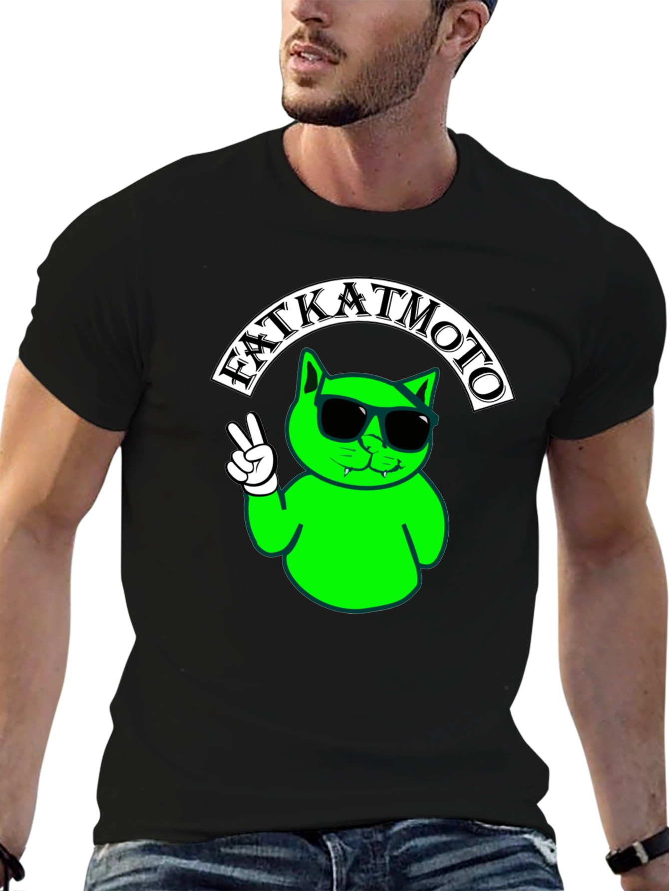 Fat Kat Moto T-Shirt - Cool Cat Design