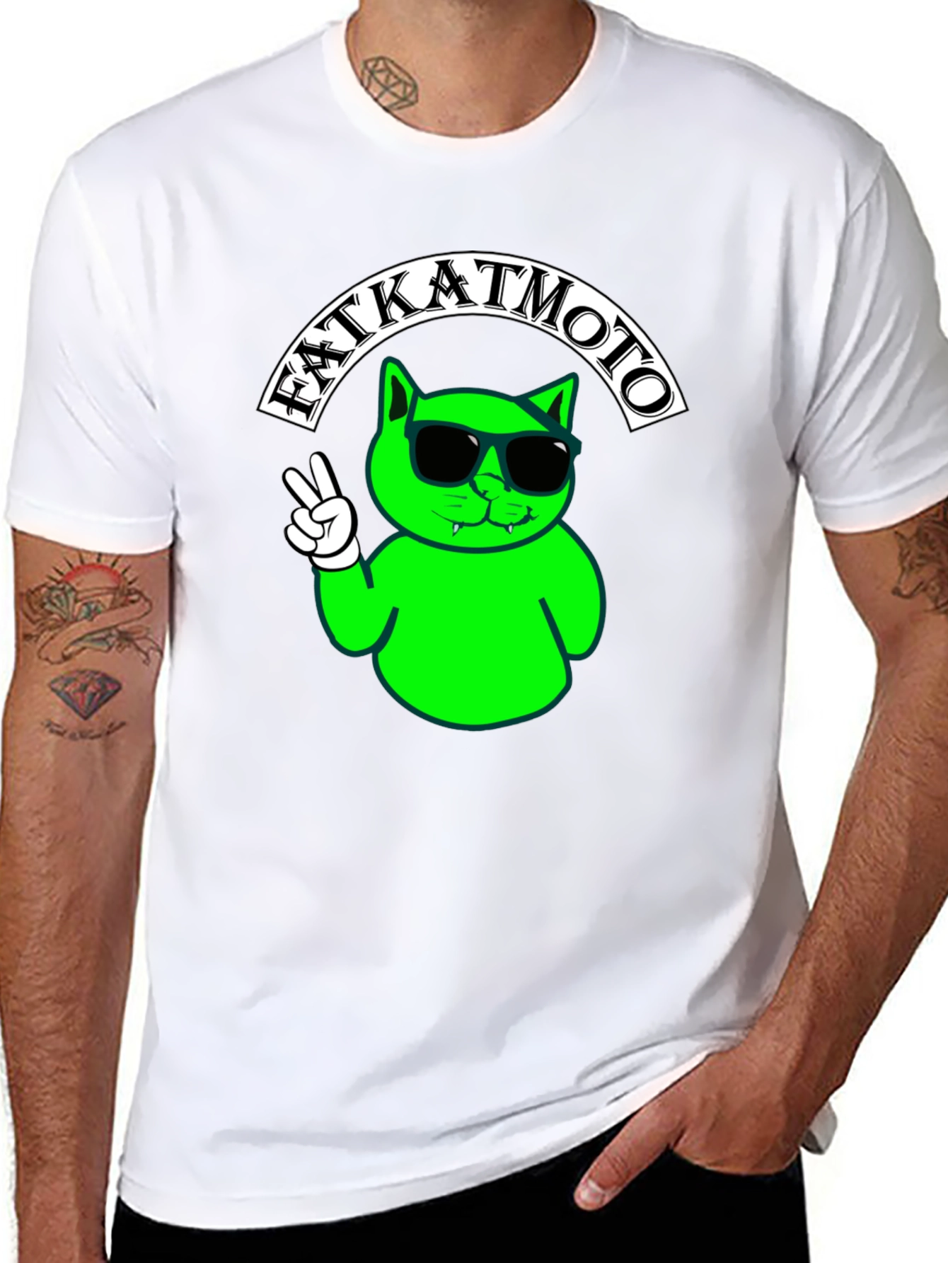 Fat Kat Moto T-Shirt - Cool Cat Design