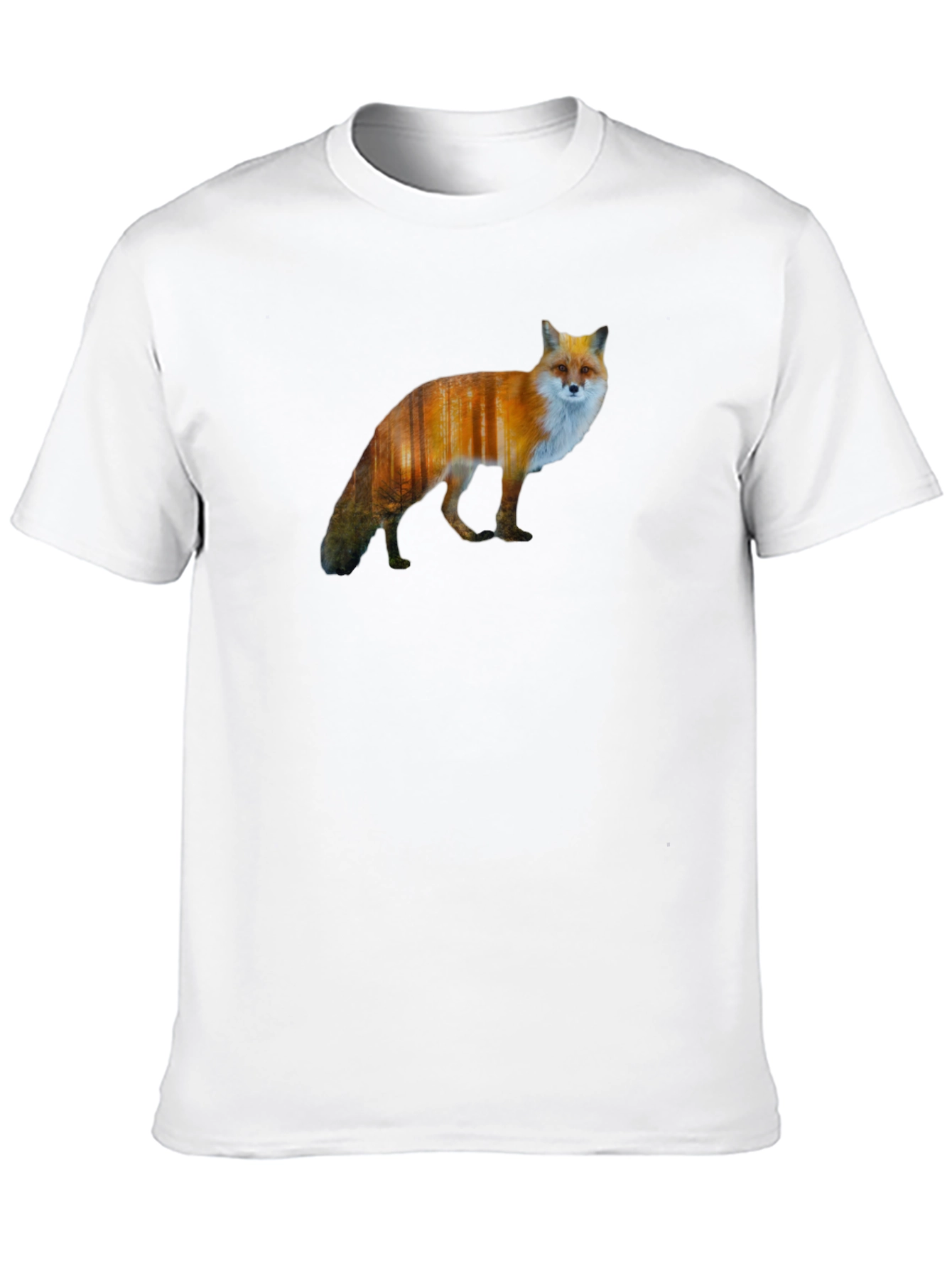 Fox Forest Print Black T-Shirt