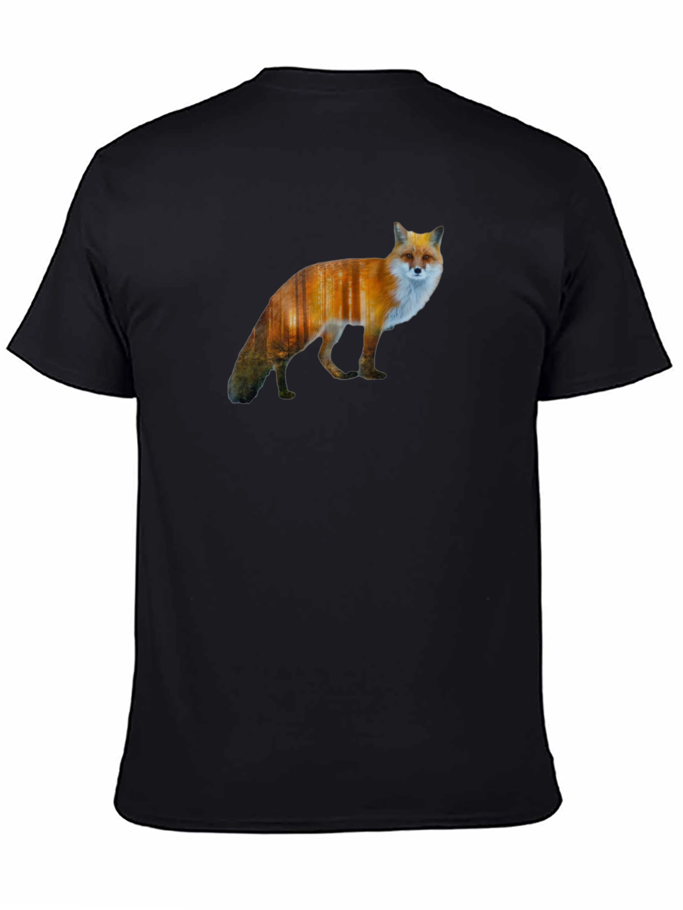 Fox Forest Print Black T-Shirt