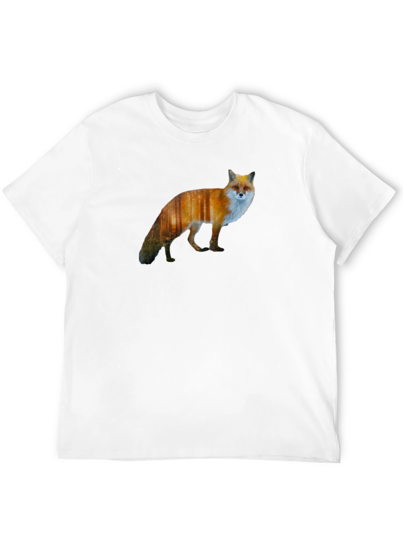 Fox Forest Print Black T-Shirt