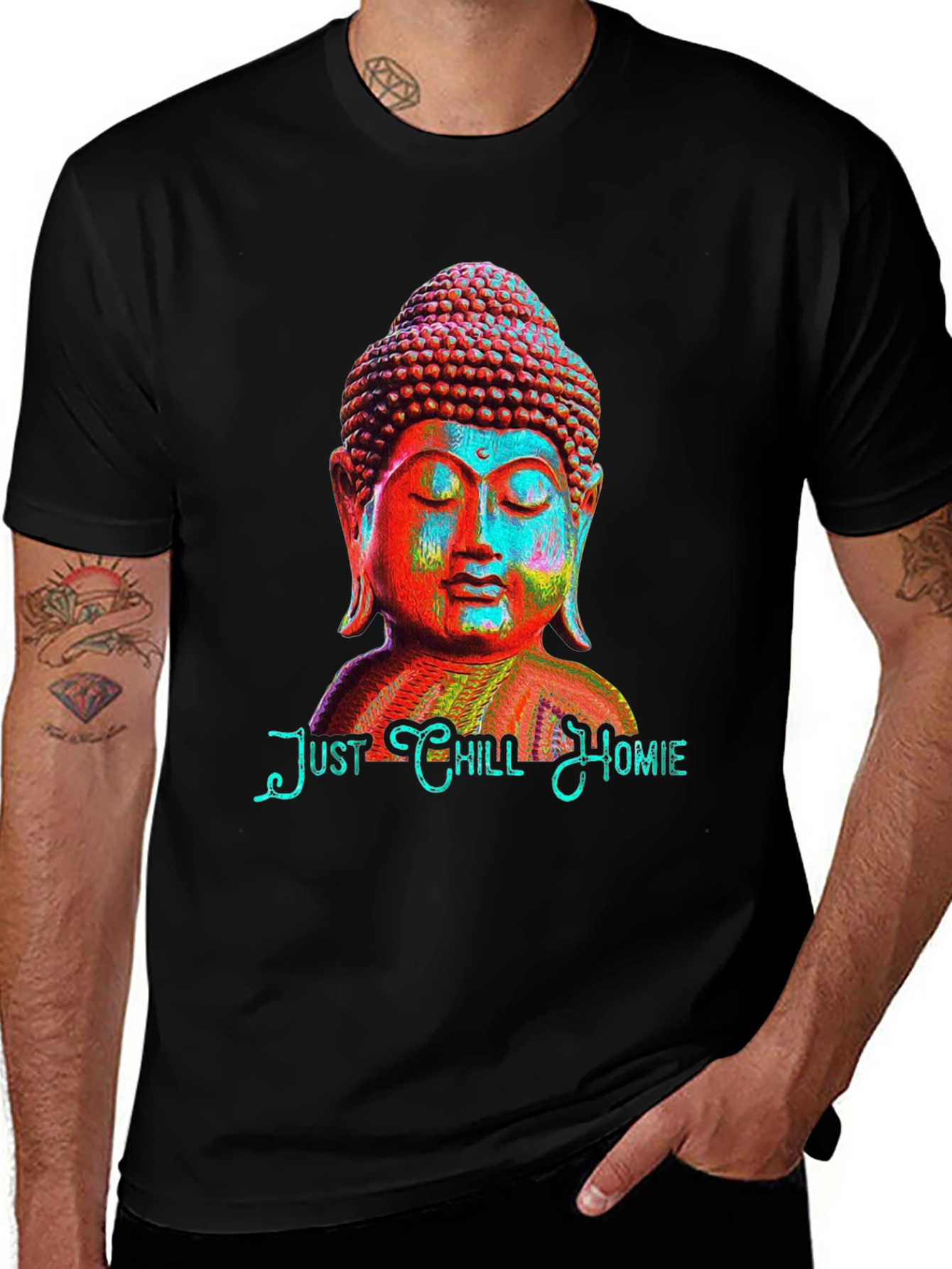 Just Chill Homie Buddha Graphic T-Shirt