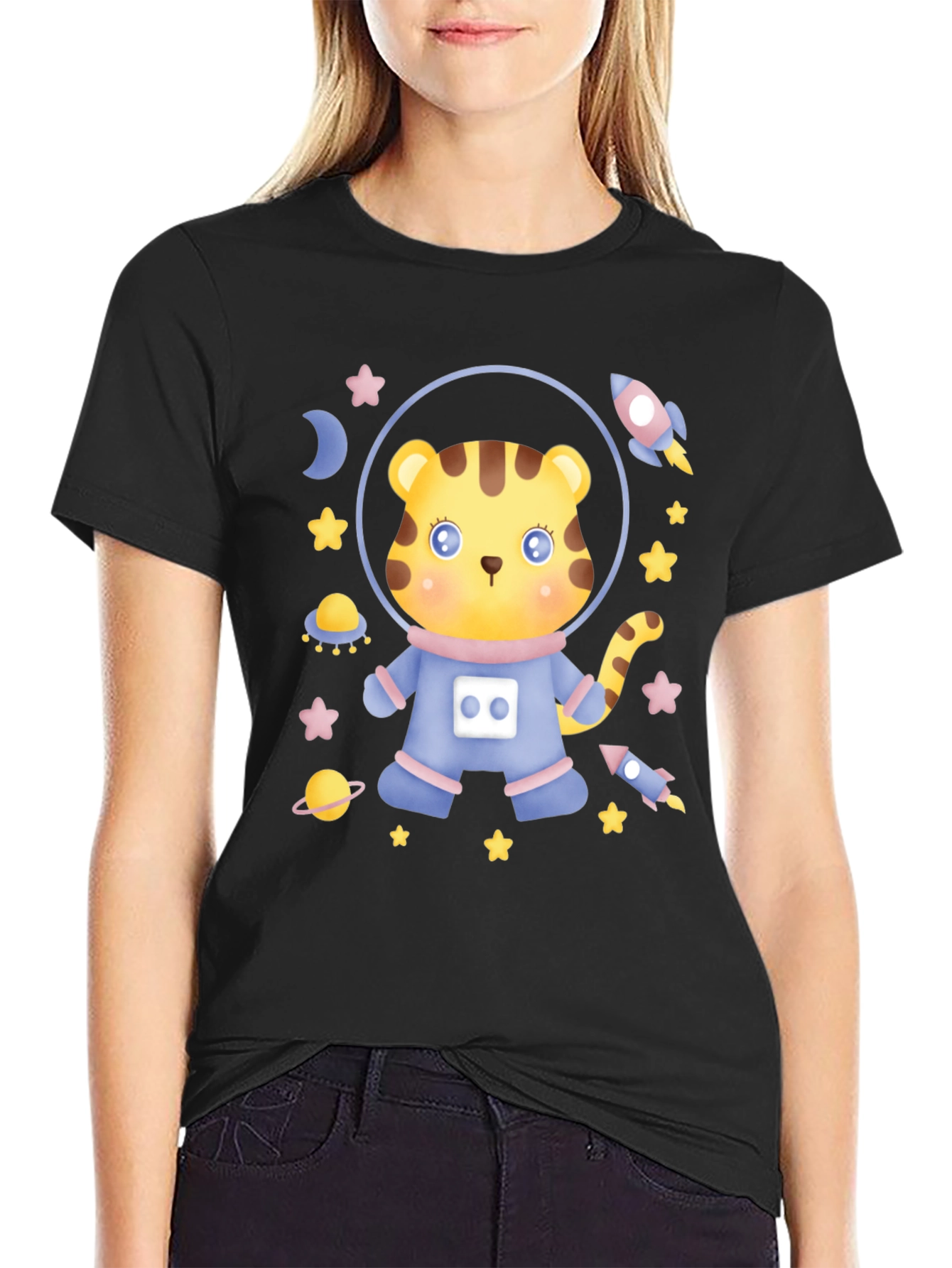 Astronaut Tiger Graphic T-Shirt - Space Adventure