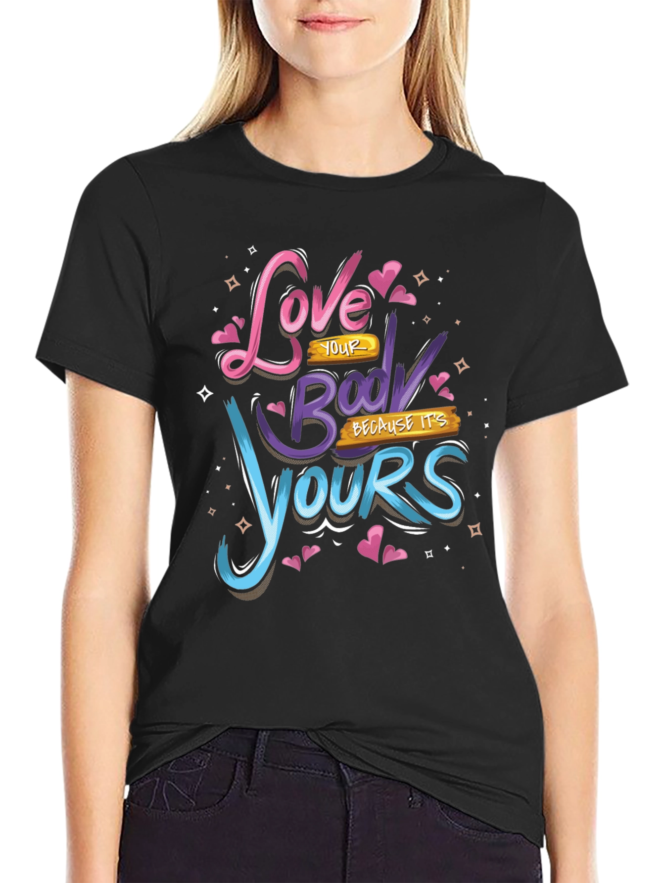Love Your Body Black Graphic Tee