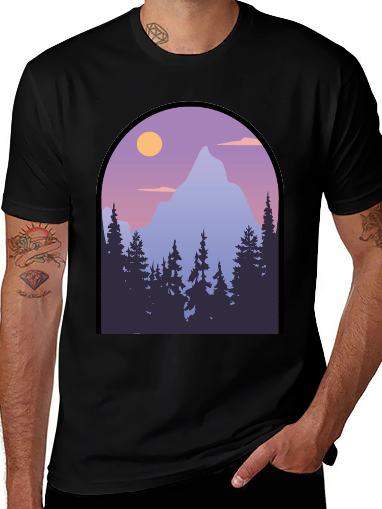 Mountain Vista Graphic Tee - Black Cotton Blend